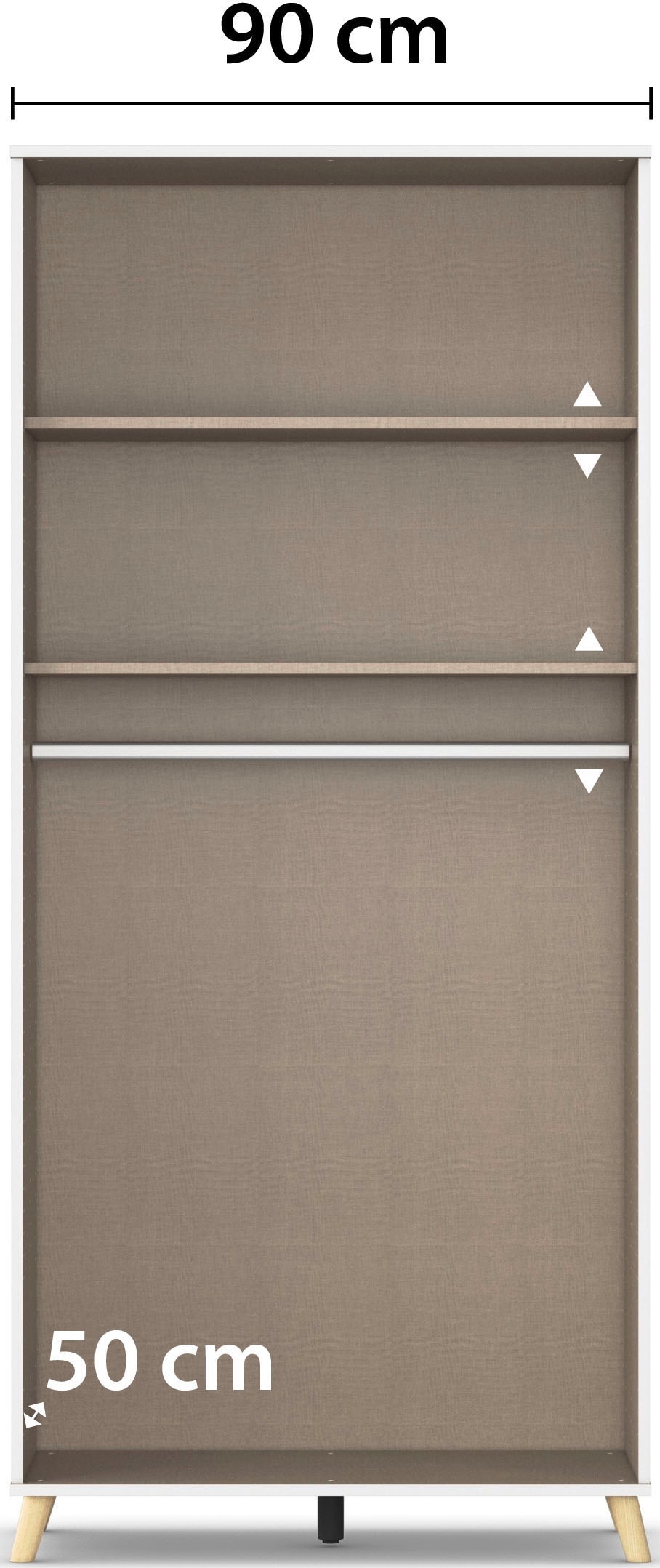 rauch Kleiderschrank »Ottos Choice Skandi Kinderzimmer Bestseller Schlafzimmerschrank FALUN« Breite 92/137/182, Höhe 203 cm,  im modernen Skandi-Look, Füße/Griffe Eiche massiv MADE IN GERMANY