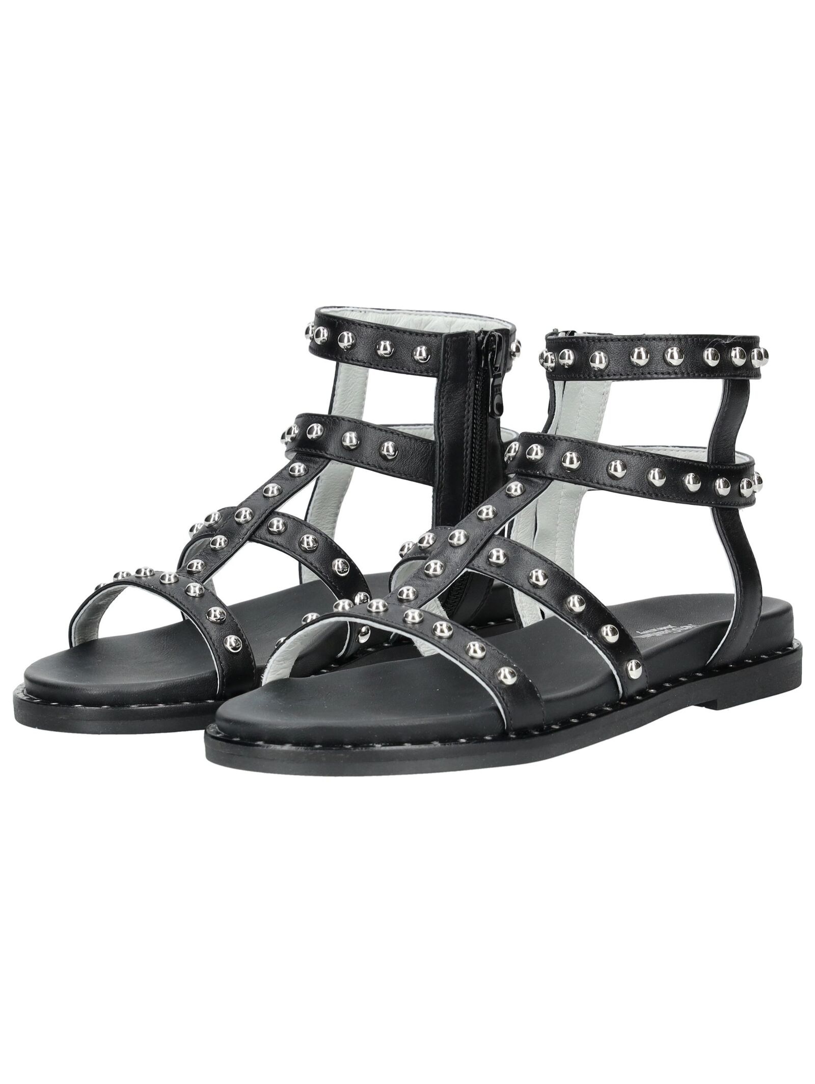Riemchensandale NERO GIARDINI "Nero Giardini Sandalen Leder", Damen, Gr. 38, schwarz, Leder, Schuhe Riemchensandale 3