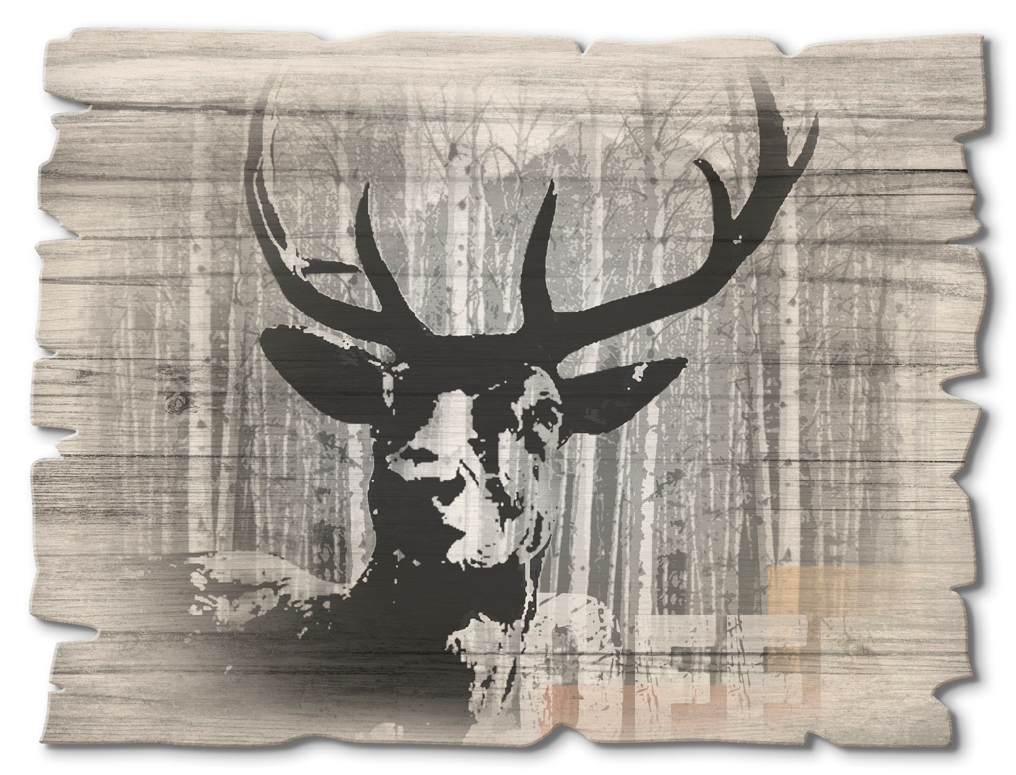 Artland Holzbild "Hirsch Collage", Wildtiere, (1 St.)