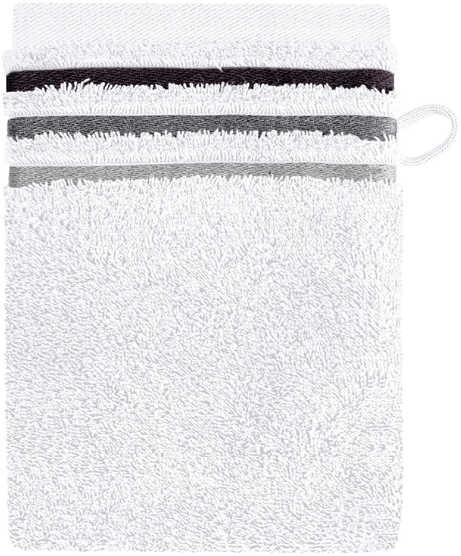 Schiesser Waschhandschuh »Skyline Color aus 100 % Baumwolle mit eleganter Streifenbordüre«, (5 St., 5 Waschhandschuhe (16x22 cm), MADE IN GREEN by OEKO-TEX®