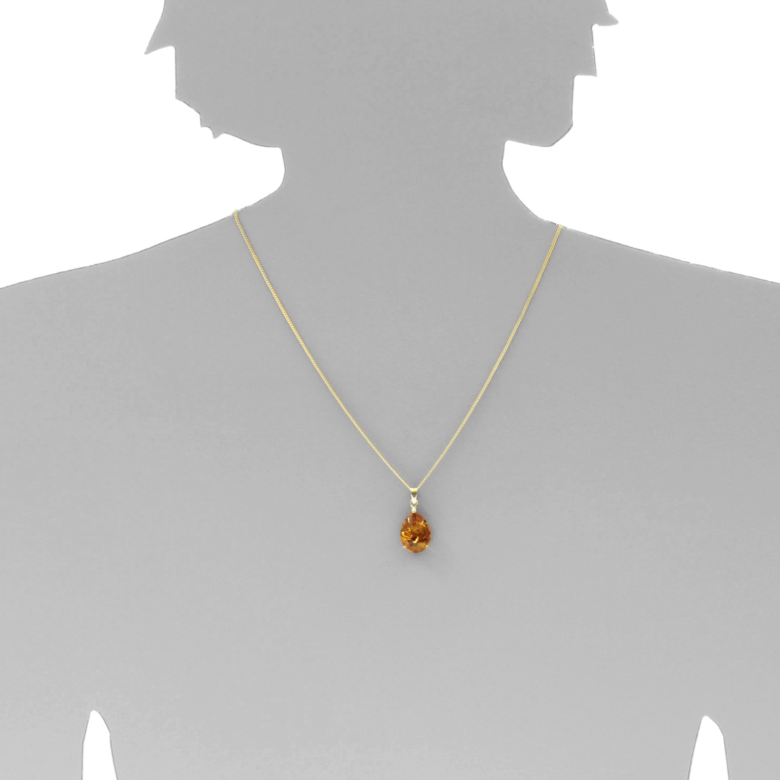 Kettenanhänger OSTSEE-SCHMUCK "- Tropfen flach, ca. 17 mm lang - Gold 585/000 - Bernstein -" Gr. 27, gold (gold 585, goldfarben, gelb), Schmuckanhänger, Damen, Bernstein, Kettenanhänger 2