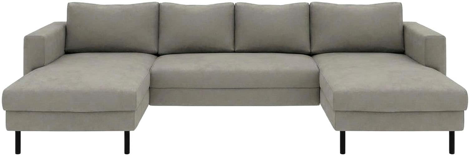 TRENDMANUFAKTUR Wohnlandschaft »Amazing II, wahlw. mit Schlaffunktion & Bettkasten, Fuß schwarz« Sofa in U-Form, in Cord, Struktur LEO o. Struktur LINO, Breite 305 cm