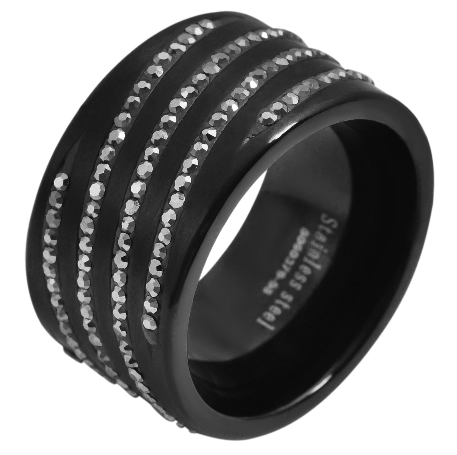 Fingerring ADELIA´S "Damen Ring aus Edelstahl" Gr. 58, schwarz, Fingerringe, Damen, 58, Edelstahl, Fingerring