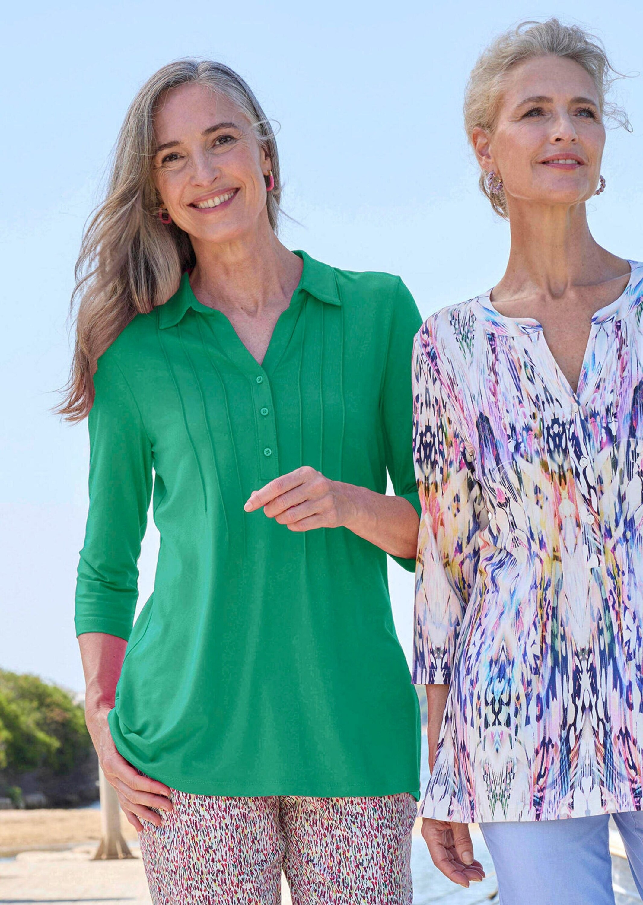 Tunika GOLDNER "Elegantes Blusenshirt mit Biesen", Damen, Gr. 46, grün, Obermaterial: 95% Viskose CV. 5% Elasthan EL., figurumspielend, Tuniken, stretchbequeme Jerseyqualität 3