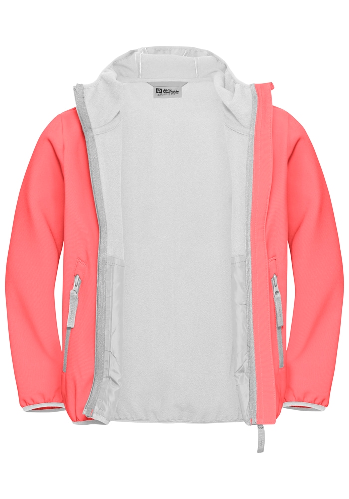 Jack Wolfskin Softshelljacke »FOURWINDS JACKET KIDS«, mit Kapuze, Winddicht, atmungsaktiv, Übergangsjacke