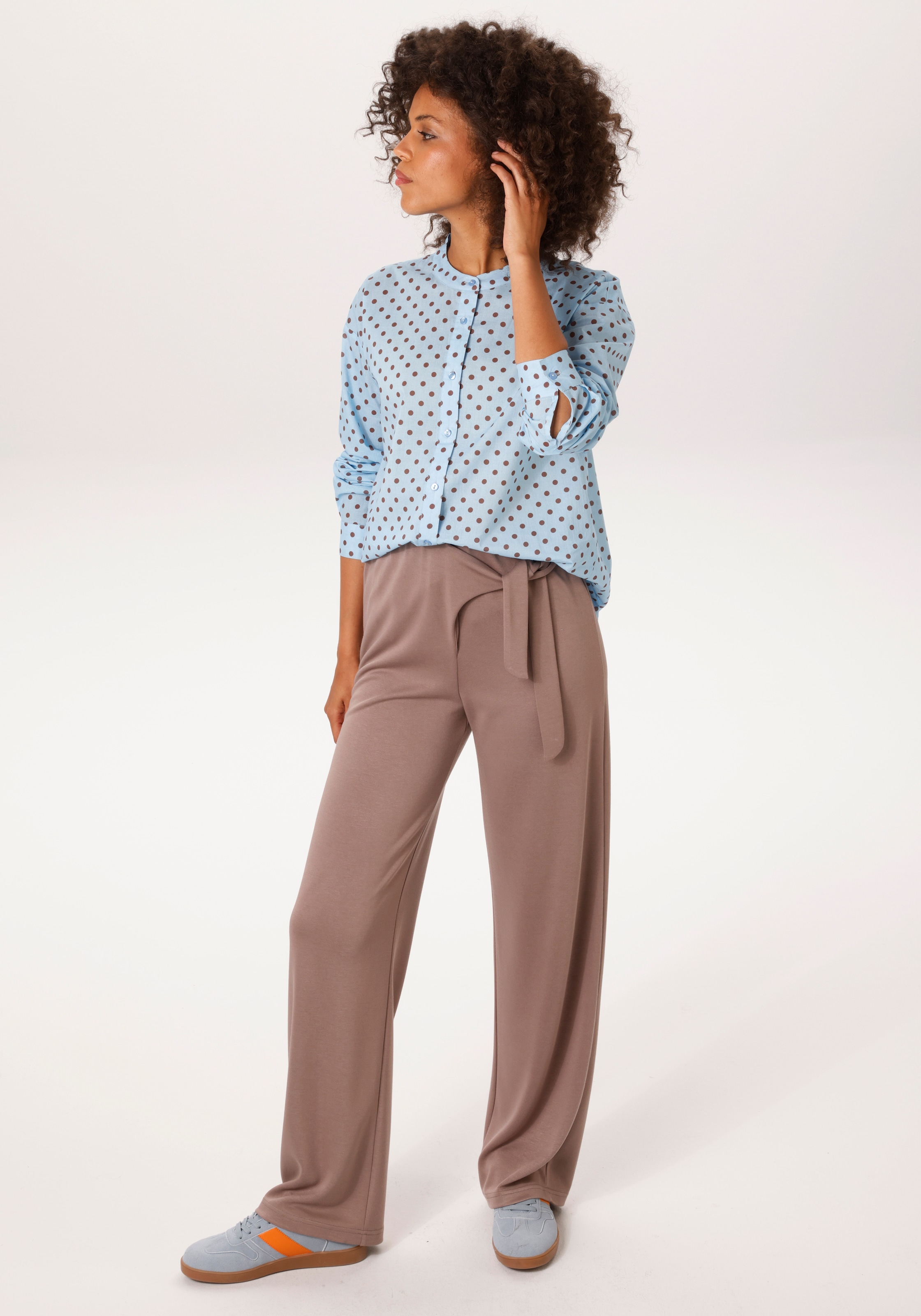 Aniston CASUAL Langarmbluse allover mit kleinen Punkten bedruckt - NEUE KOLLEKTION