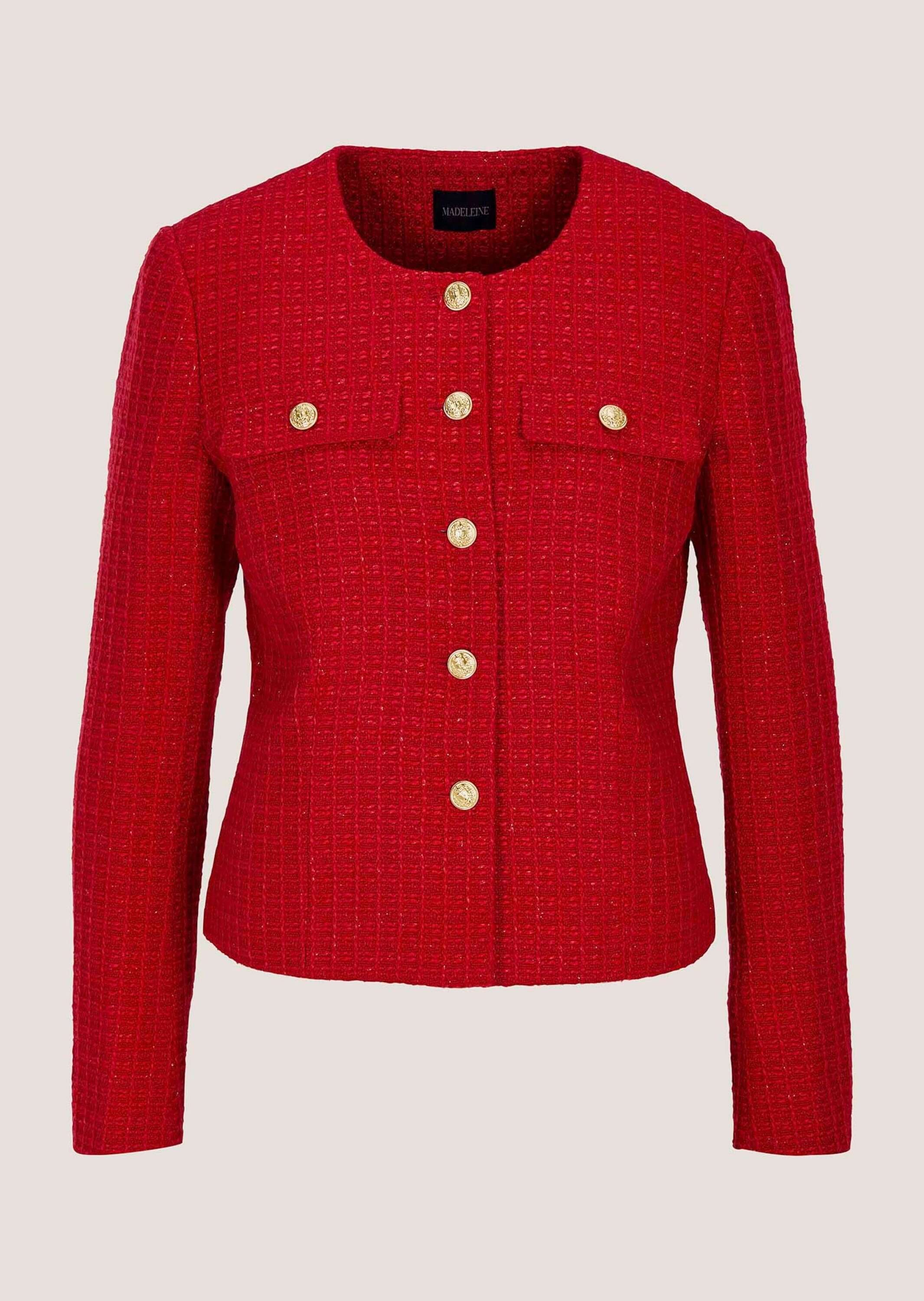 MADELEINE Jerseyblazer "Blazer Eleganter Kurzblazer ohne Kragen"