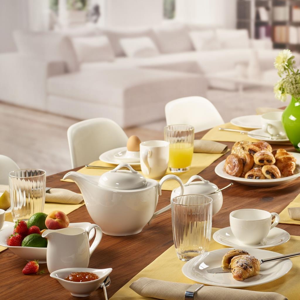 Villeroy & Boch Teekanne »Tee-Set New Cottage Basic 13er Set weiß« 0 l 13 Stk. tlg. Spülmaschinengeeignet, Mikrowellengeeignet