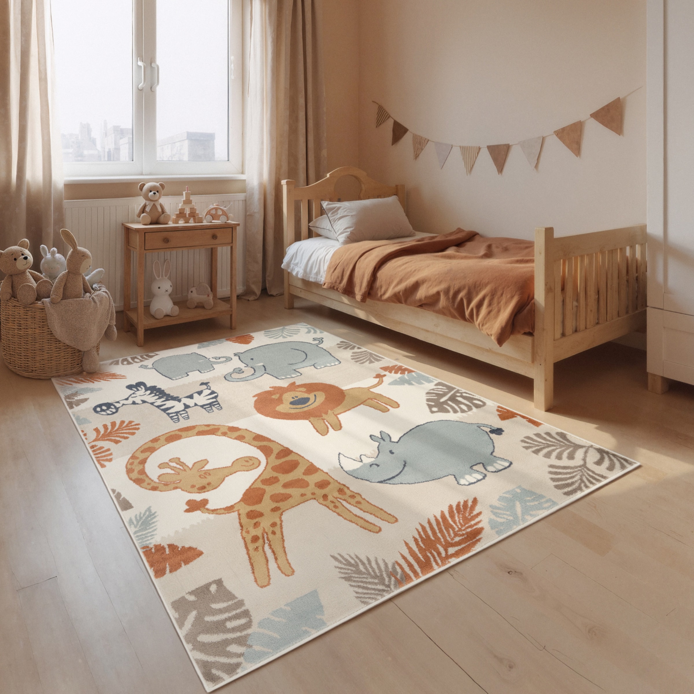 Kinderteppich HANSE HOME "Savanna", creme multifarben, B:200cm H:10mm L:290cm, Polypropylen, Teppiche, Kinderteppich, Pflegeleicht, Weich, Kinderzimmer, Spielteppich, Spielunterlage