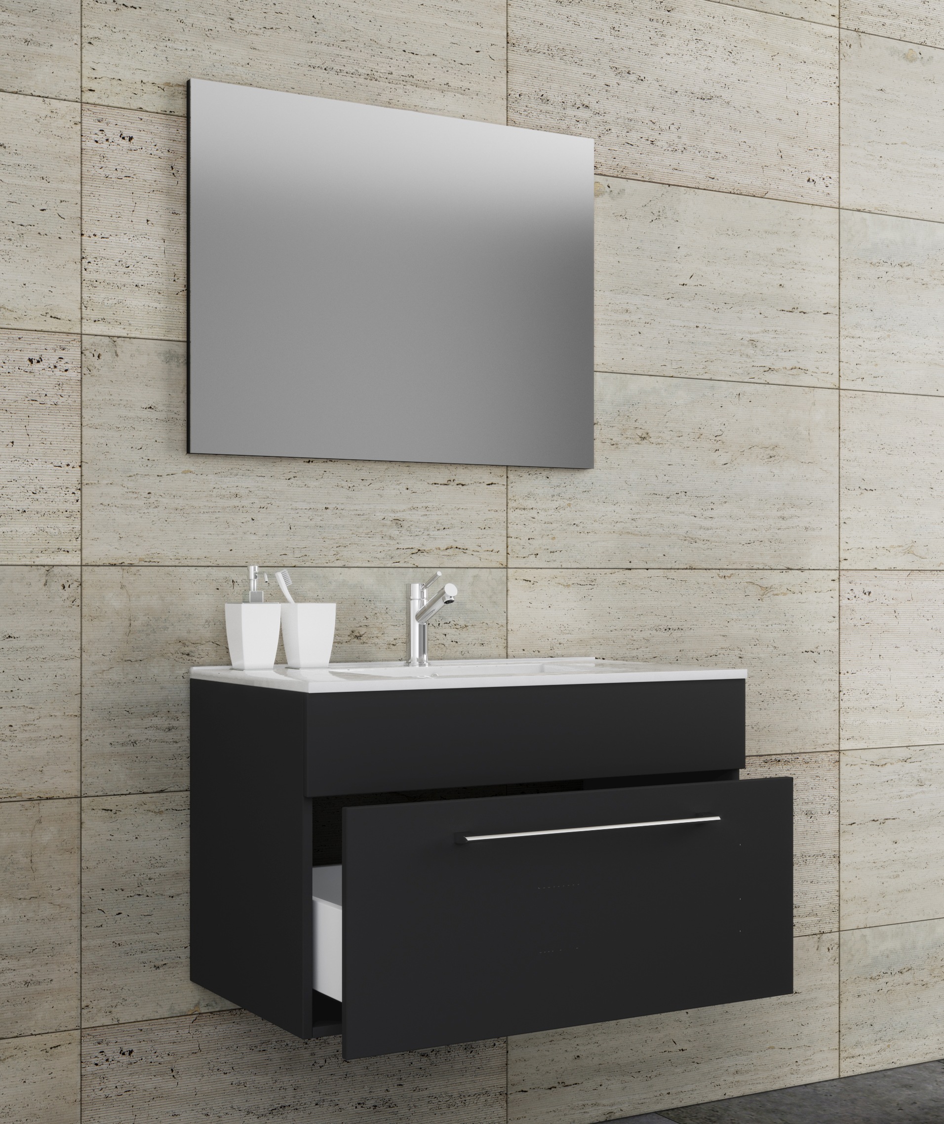 Thumbnail - VCM Waschtisch "3-tlg. Waschplatz Waschtisch Badinos Schublade SP" 3 Stk. tlg.