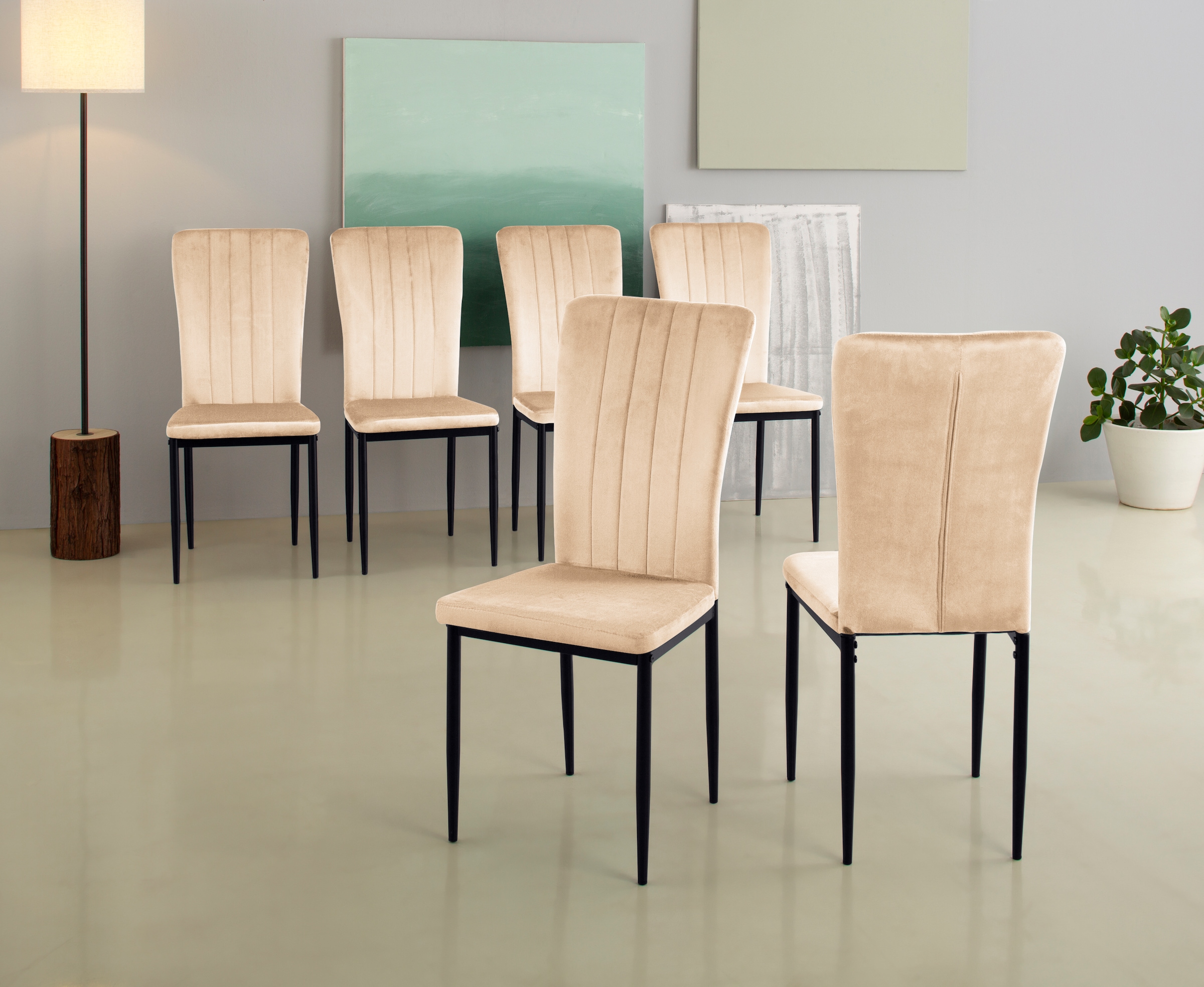 Home affaire 4-Fußstuhl "Bergamo" (Set) 6 Stk.erhältlich in Samt, Vintage-M günstig online kaufen