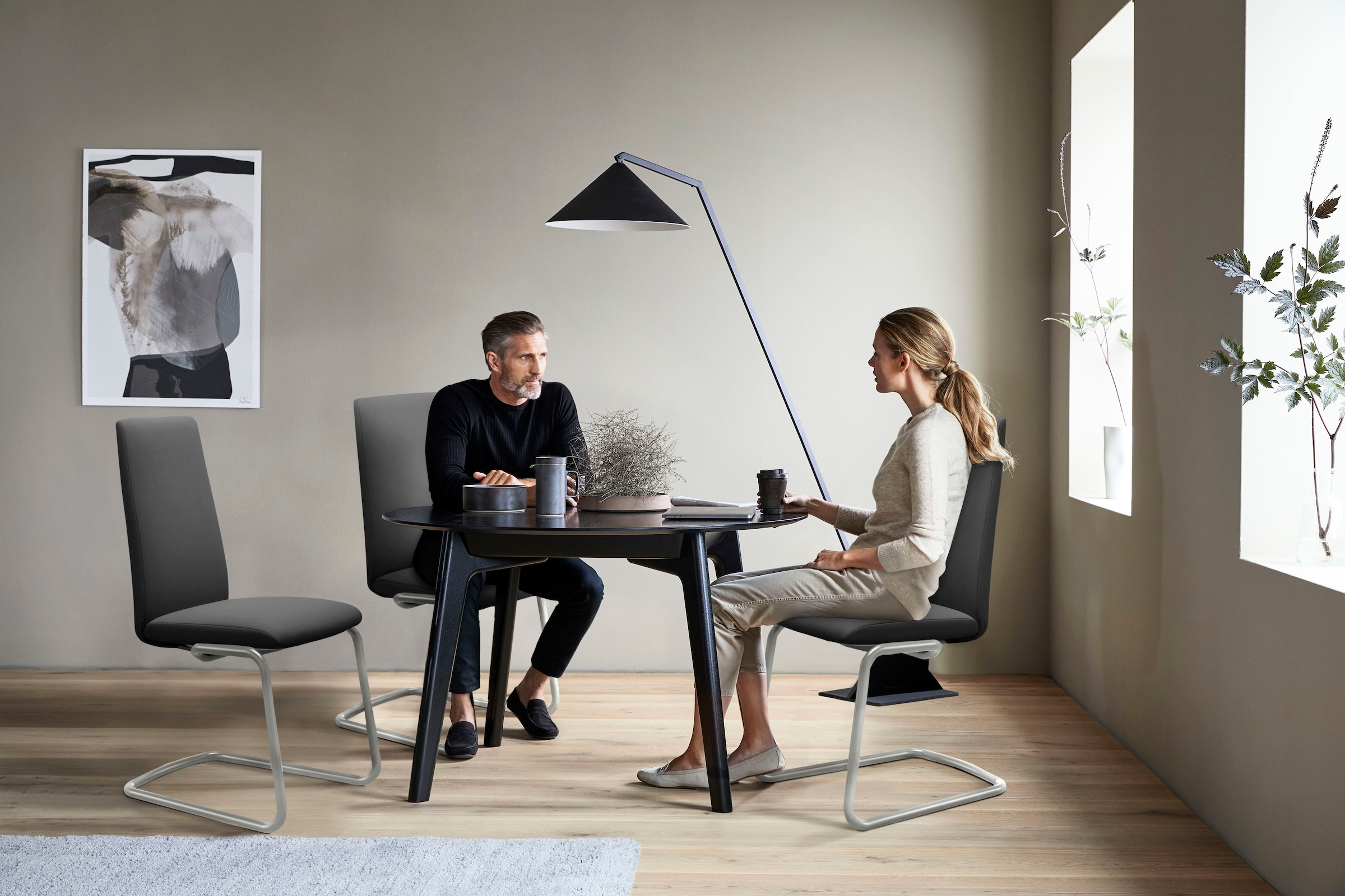 Stressless® Polsterstuhl »Laurel«, Microfaser DINAMICA, High Back, Größe L, mit Beinen aus Stahl in Chrom glänzend