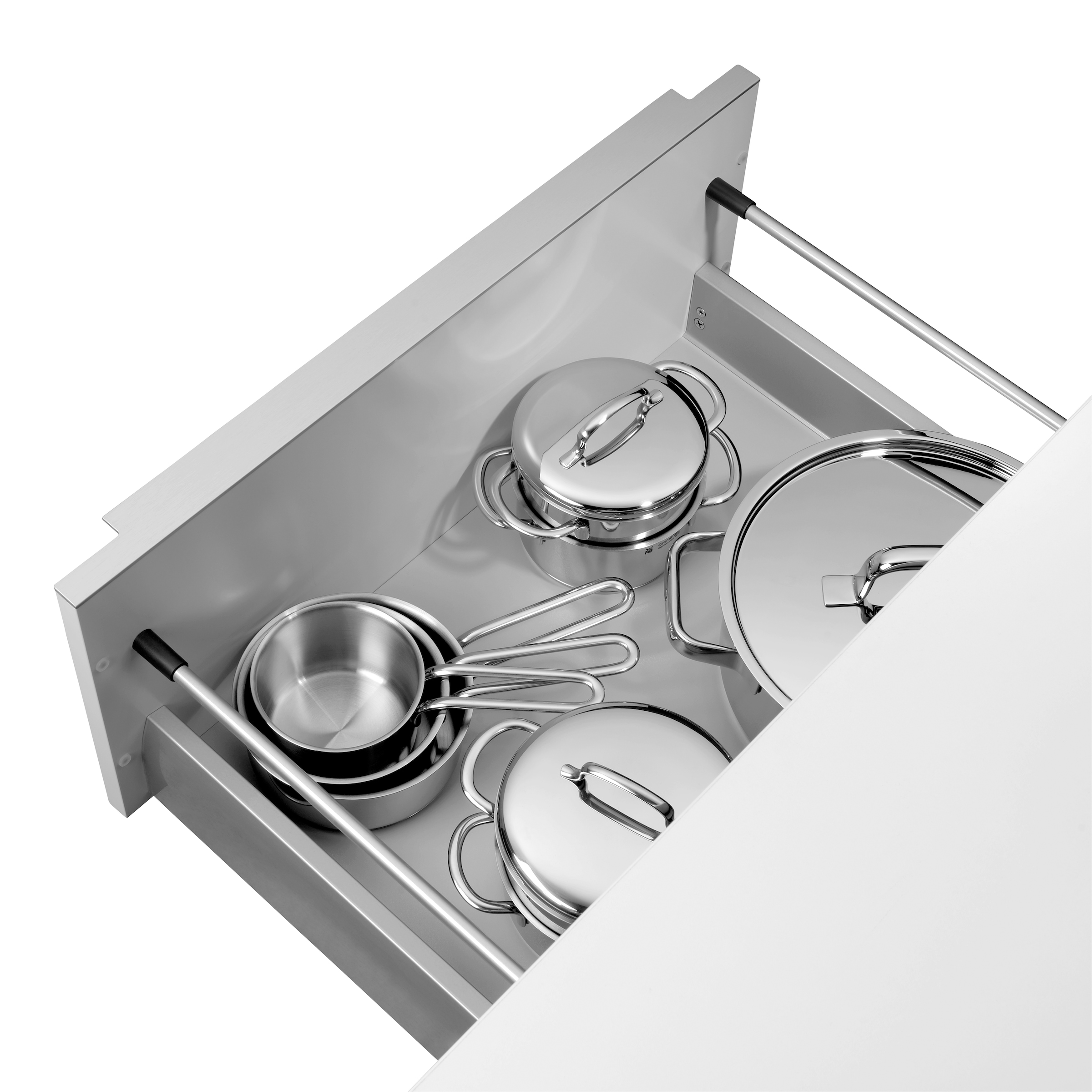 WMF Topf-Set »Mini«, Cromargan® Edelstahl Rostfrei 18/10, (Set, 9 tlg.), hochwertige Edelstahldeckel, platzsparende Aufbewahrung, Schüttrand