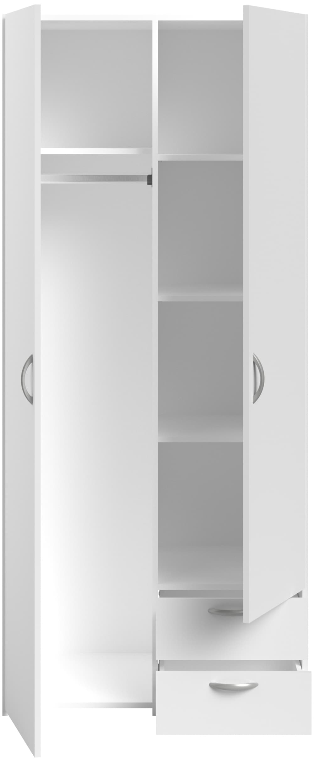 Parisot Jugendzimmer-Set »Reverse 12«, (2 tlg., Hochbett mit Schreibtisch und Kommode + Kleiderschrank, 2-türig), viel Stauraum, platzsparend, Schreibtisch und Kommode integriert
