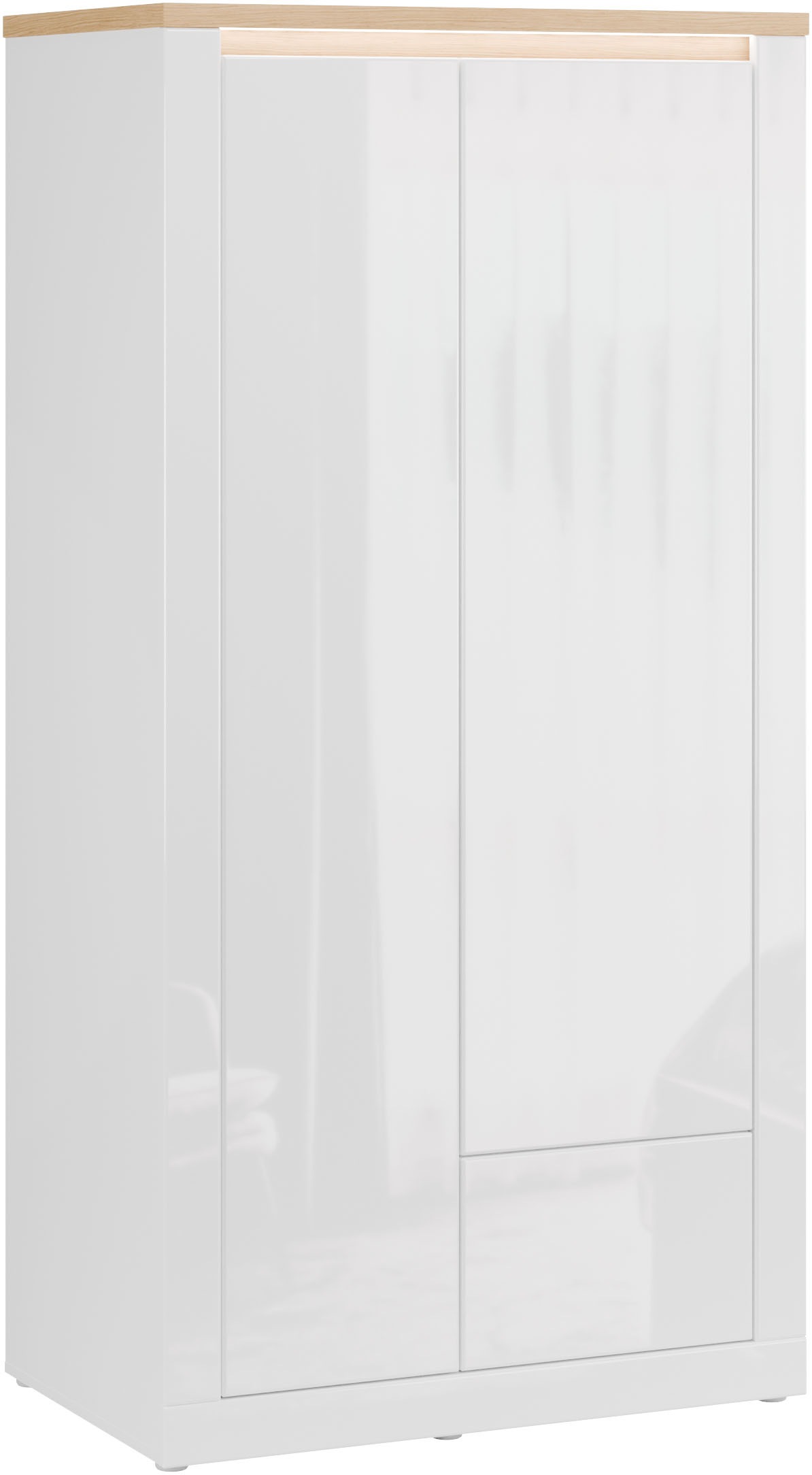 FORTE Kleiderschrank »grifflos, Push to Open, Front glänzend« B/H/T 96,4/192,2/59,7 cm inklusive Beleuchtung