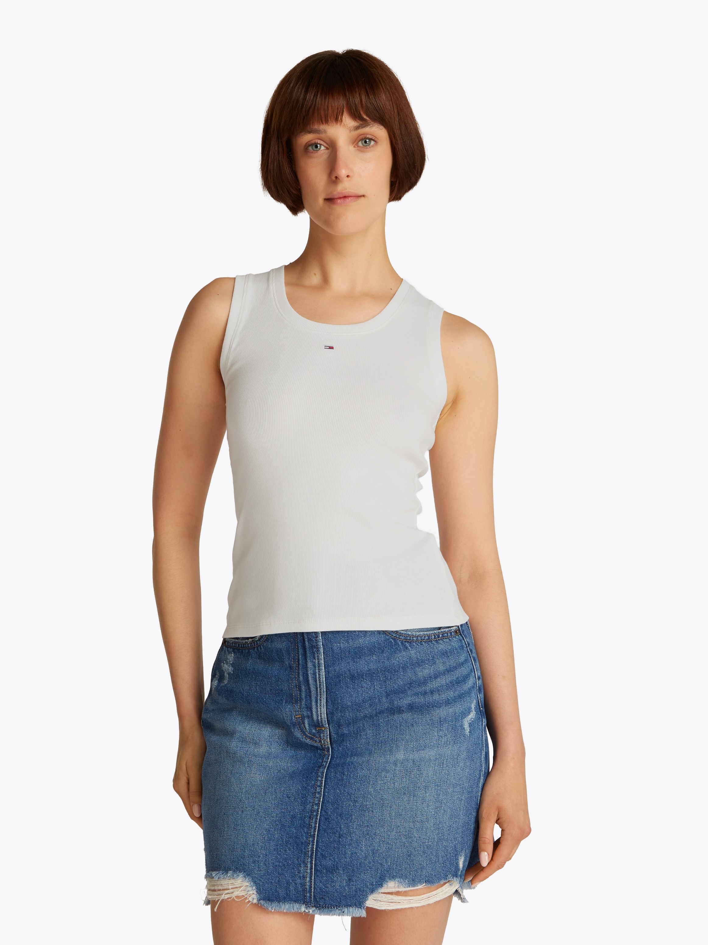 Tommy Jeans Curve Tanktop "TJW ESSENTIAL RIB TANK EXT", in Großen Größen, Rippware