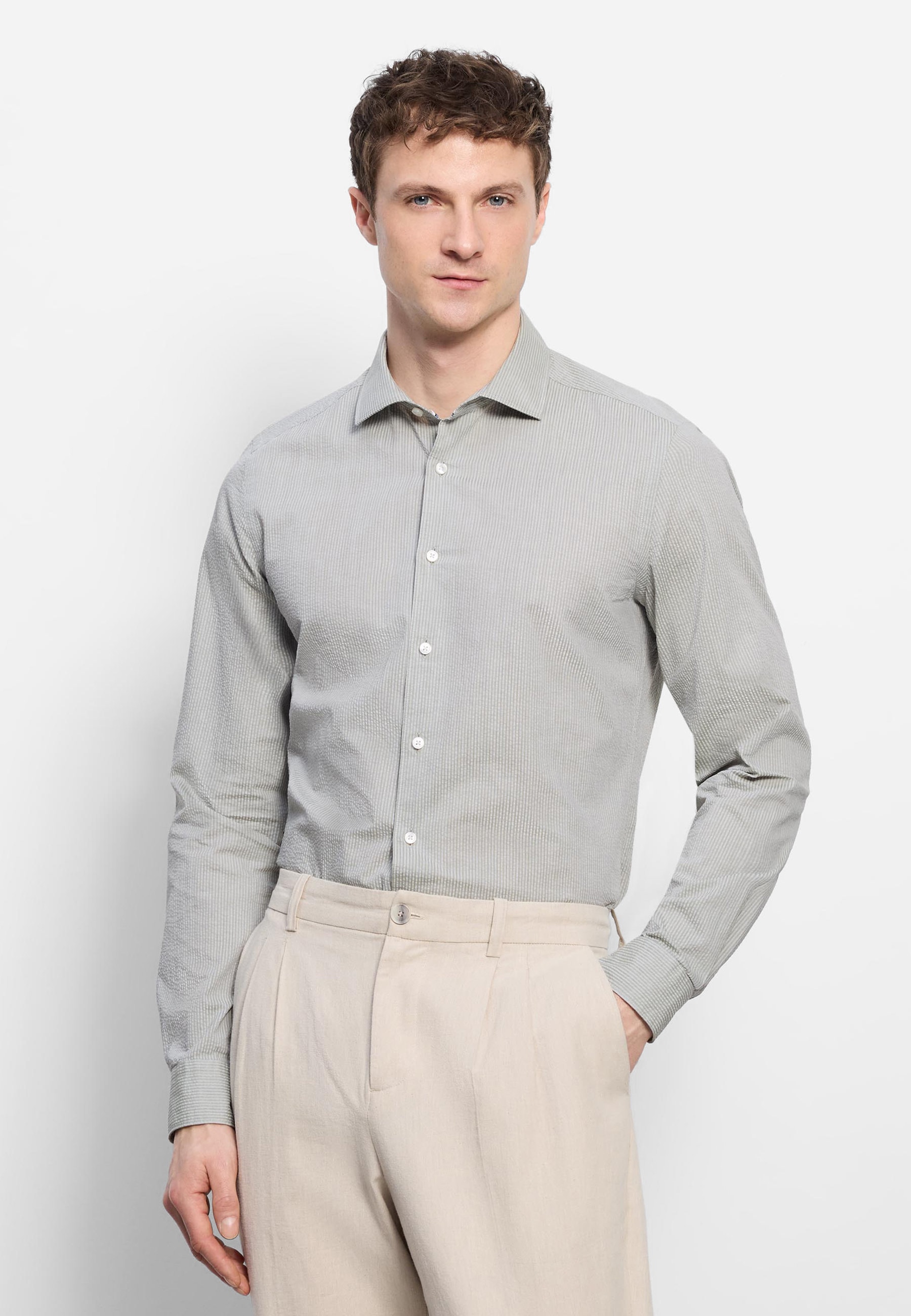 OLYMP Businesshemd "OLYMP Level Five garment washed, Body Fit, Kent"