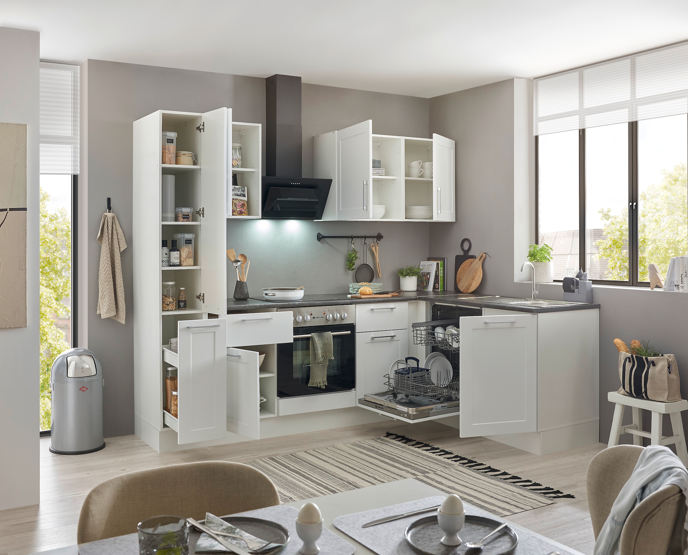 BASIC by Balculina Winkelküche »Marsi«, Stellmaße 250x175 cm, wahlweise mit E-Geräten, Soft-Close-Funktion