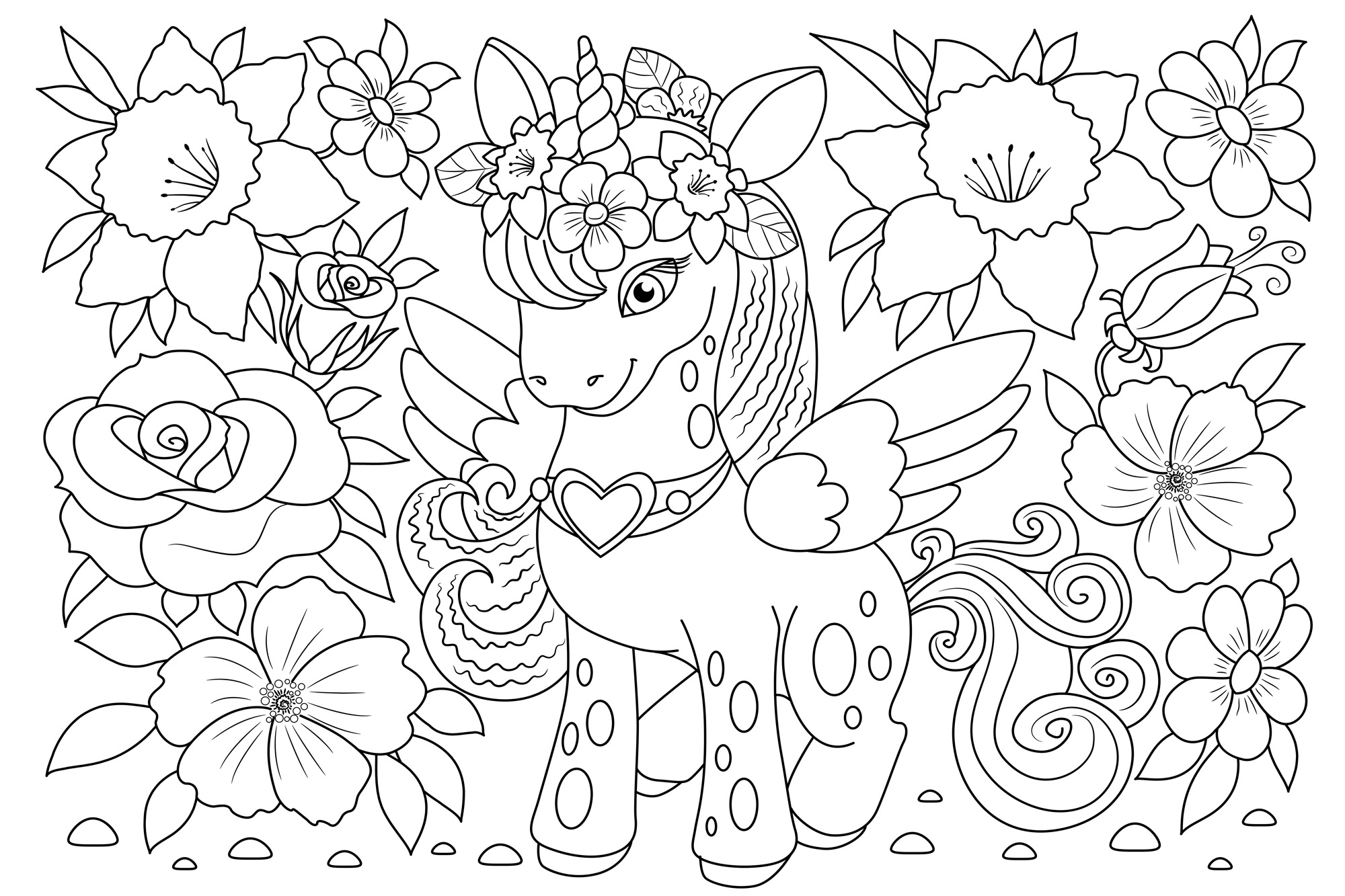 queence Bild "Einhorn und Blumen" Blumen  Blumenbilder  Blätter  Blätterbil günstig online kaufen