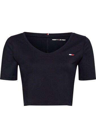 TOMMY HILFIGER Sport Marškinėliai »CROPPED FITTED TEE« su T...