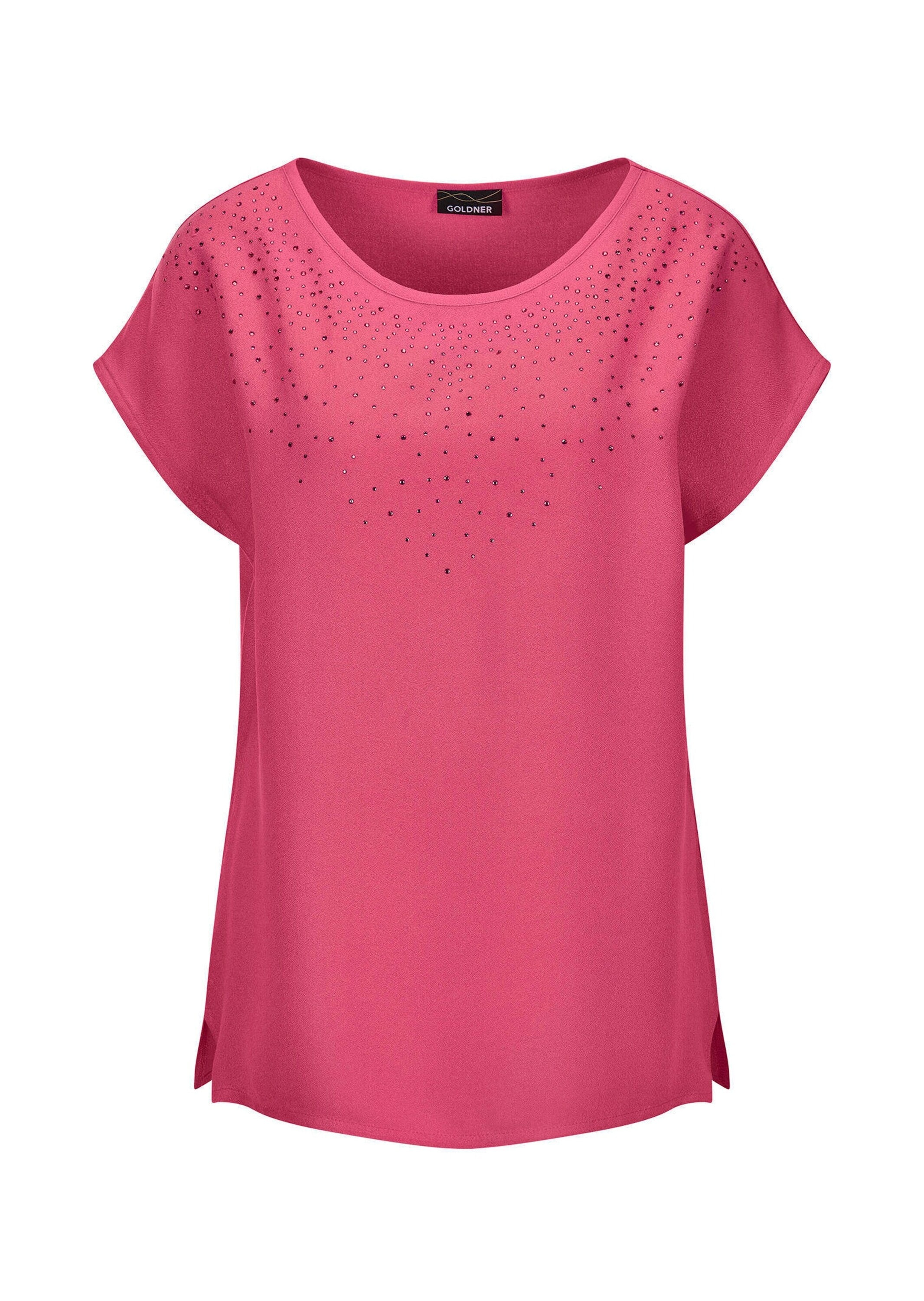 GOLDNER Schlupfbluse "Kurzgröße Bluse mit Glitzersteinen" Dekosteine günstig online kaufen