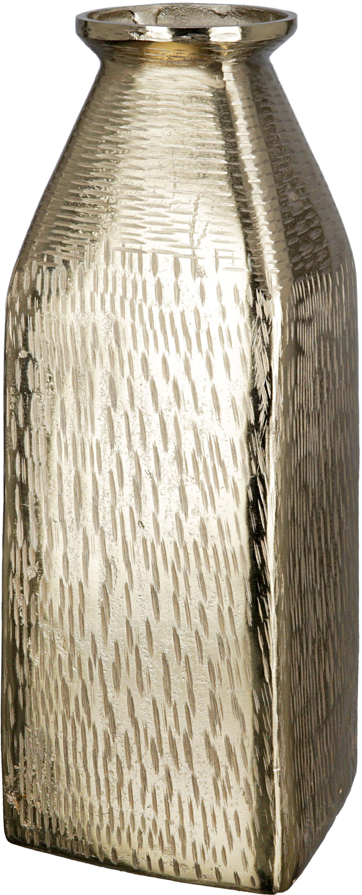 GILDE Tischvase »Lola, Dekovase«, (1 St.), Vase aus Aluminium, mit geritzter Oberflächenstruktur