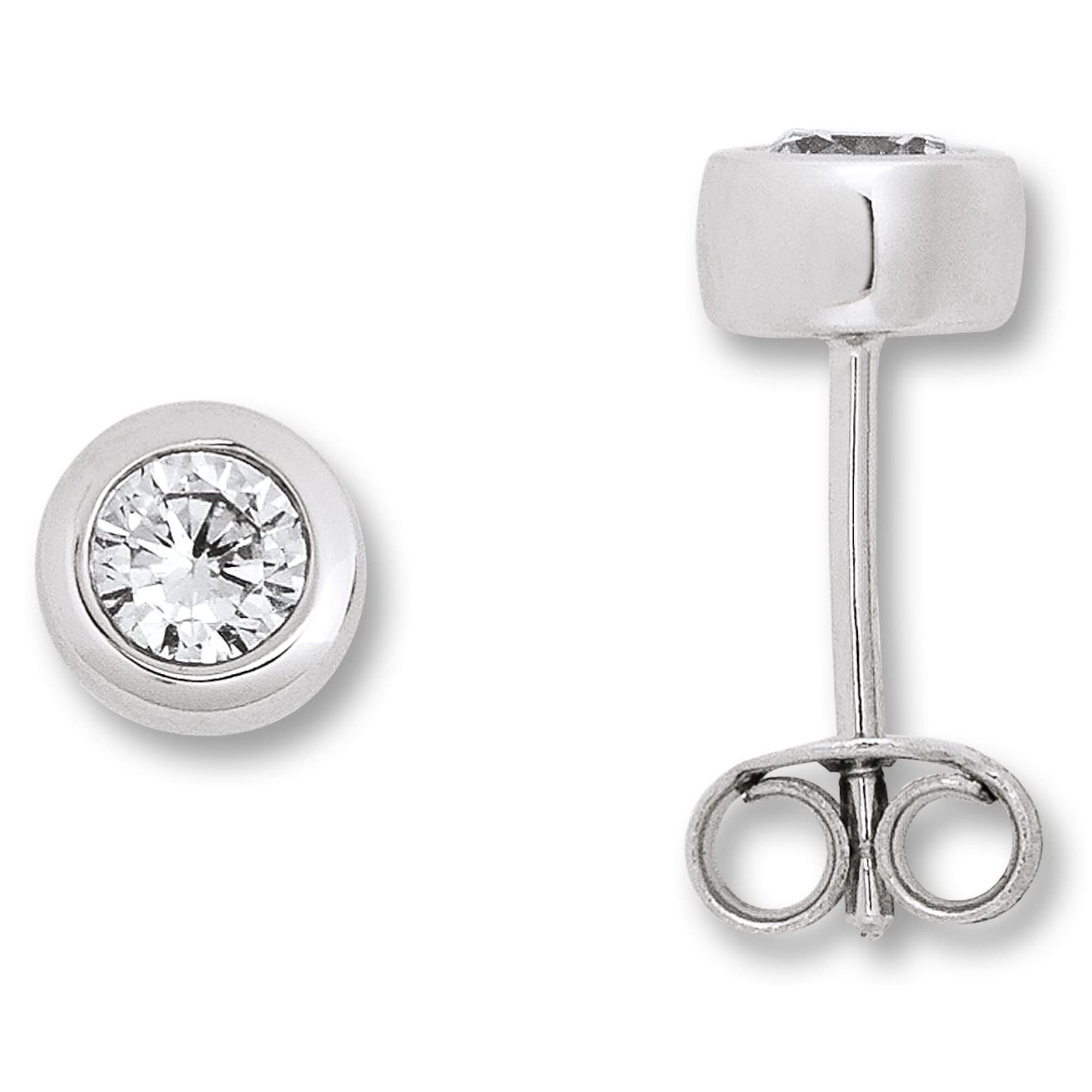 One Element Zirkonia Zarge Stud Earrings Silver