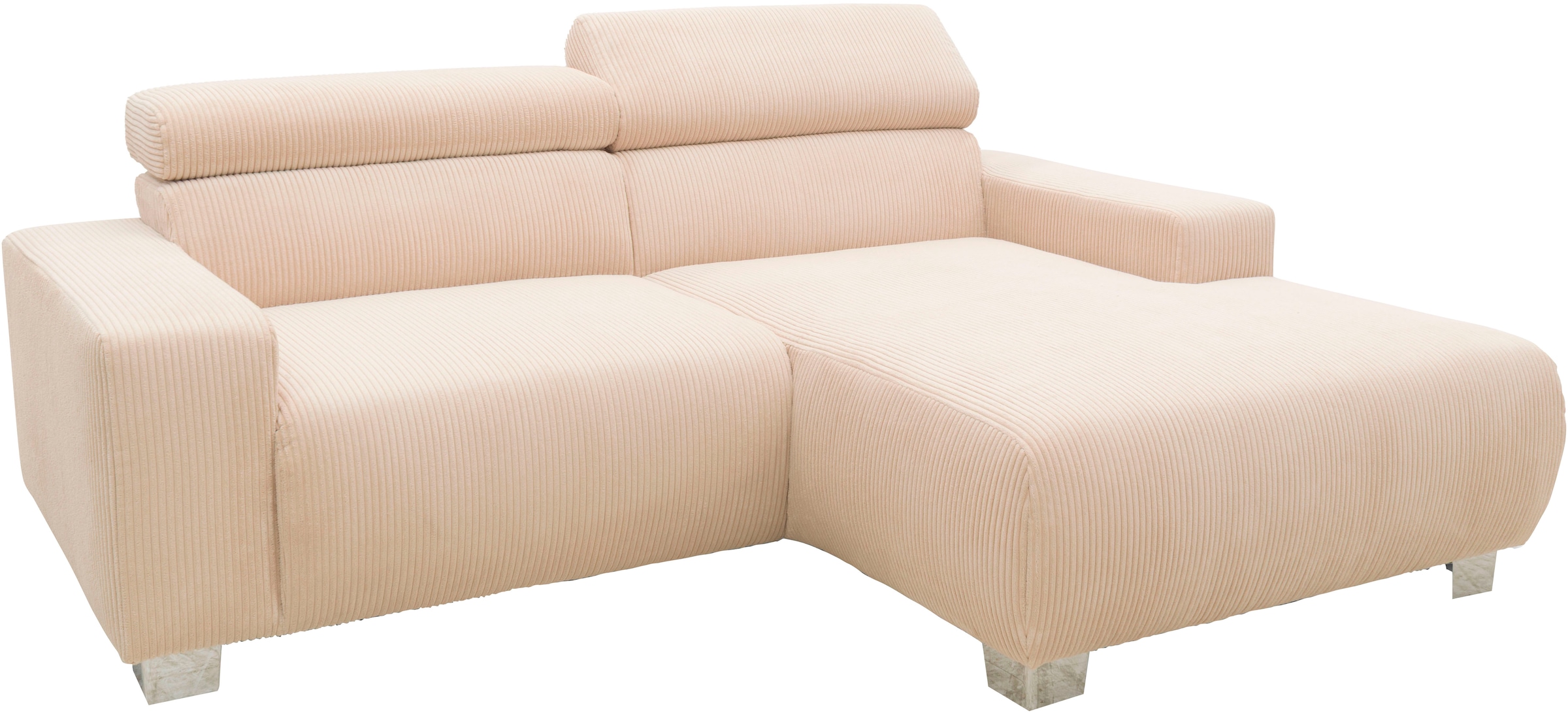 DOMO collection Ecksofa »100030 inkl. Kopfteilverstellung, guter Sitzkomfort, Cordbezug, L-Form«, mit komfortabler Wellenunterfederung, ideal für kleine Räume