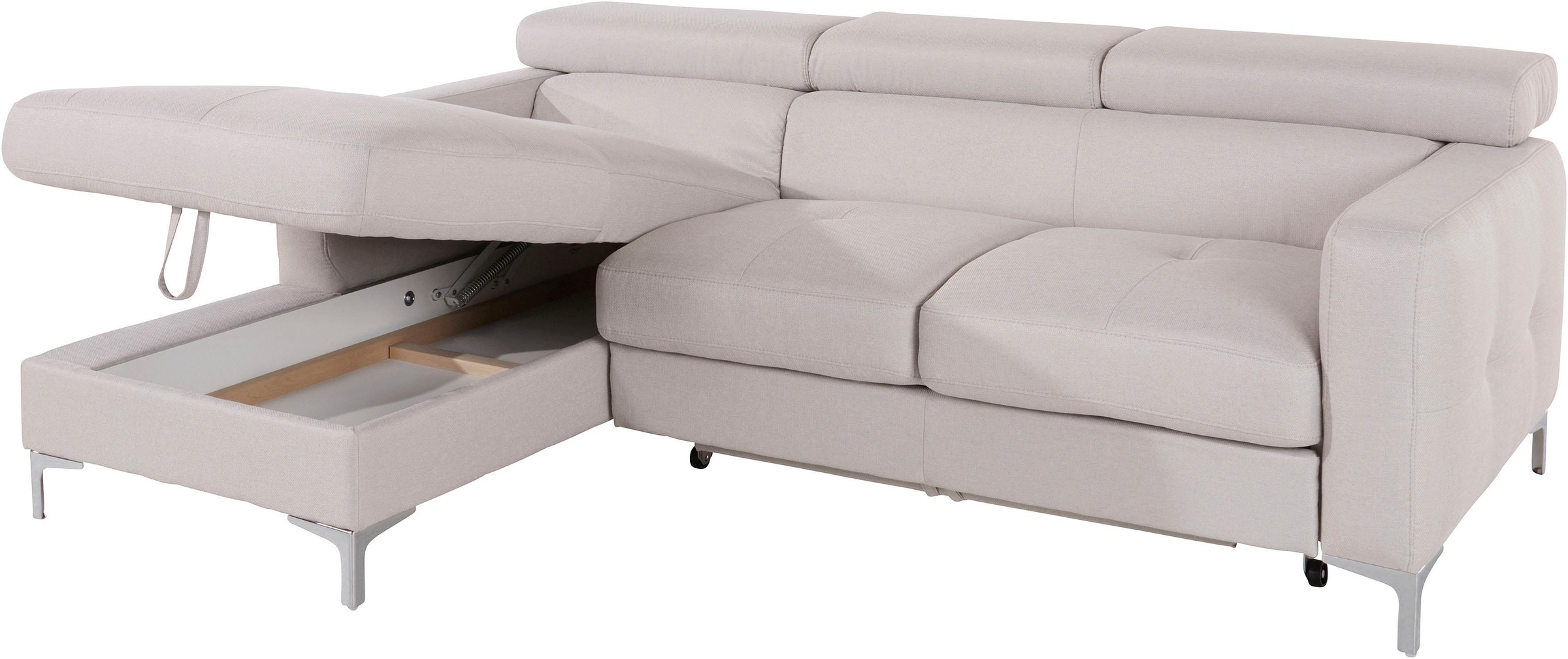 COTTA Ecksofa »Sammy L-Form«, mit Kopfteilverstellung, wahlweise mit Bettfunktion & Bettkasten