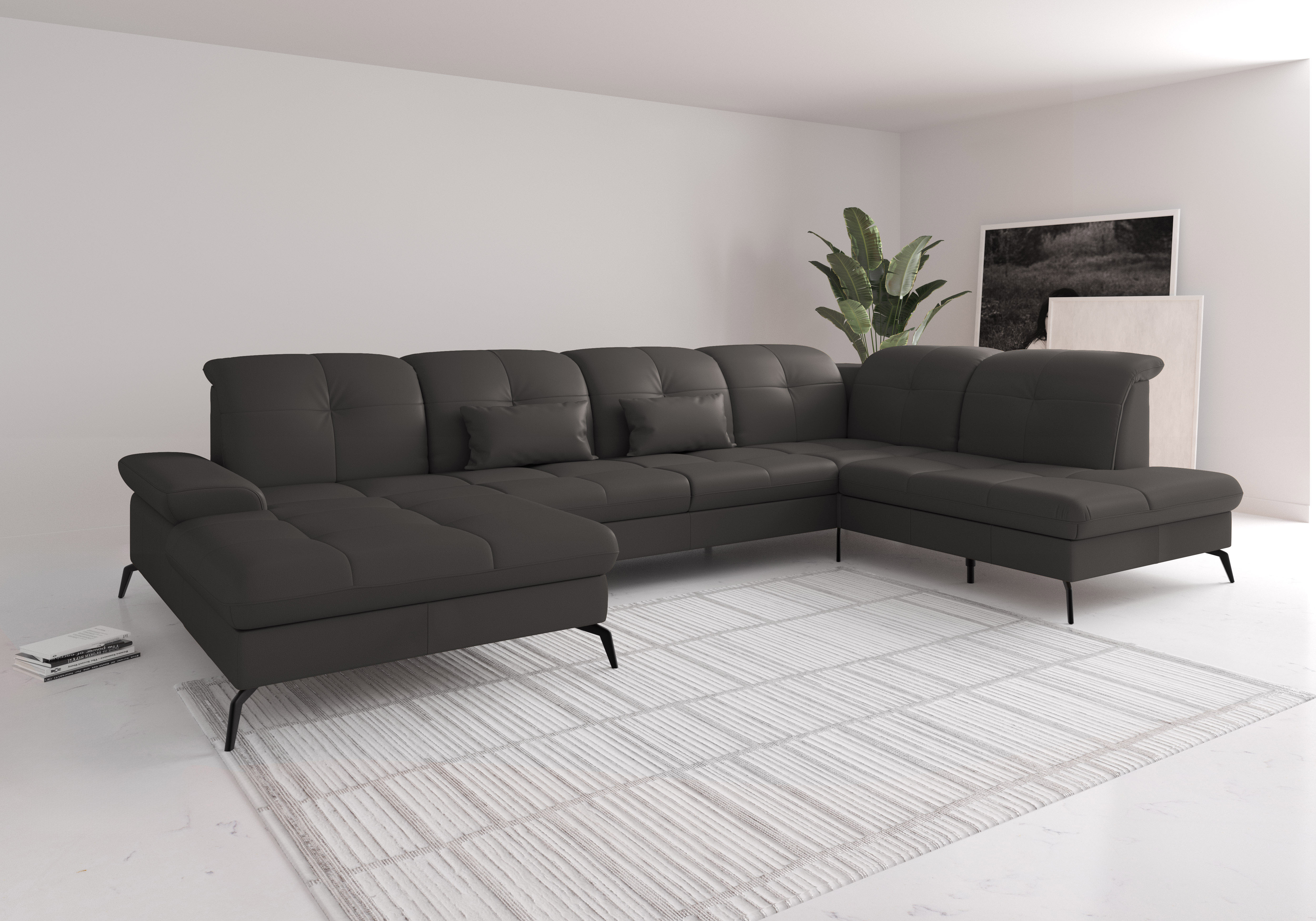 sit&more Wohnlandschaft "Amica, U-Form, inkl. Sitztiefenverstellung und Armteilverstellung" wahlweise mit Kopfteilverstellung, Schlaffunktion und Bettkasten