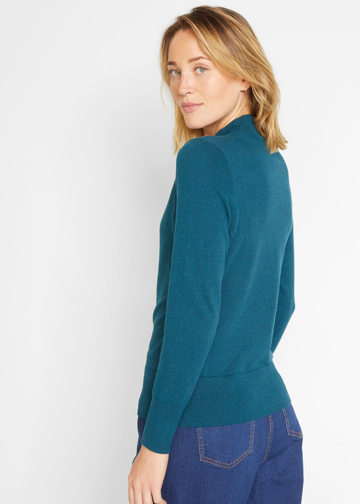 bonprix Strickpullover aus Baumwollmischung, mit Stehkragen, unifarben, beq günstig online kaufen