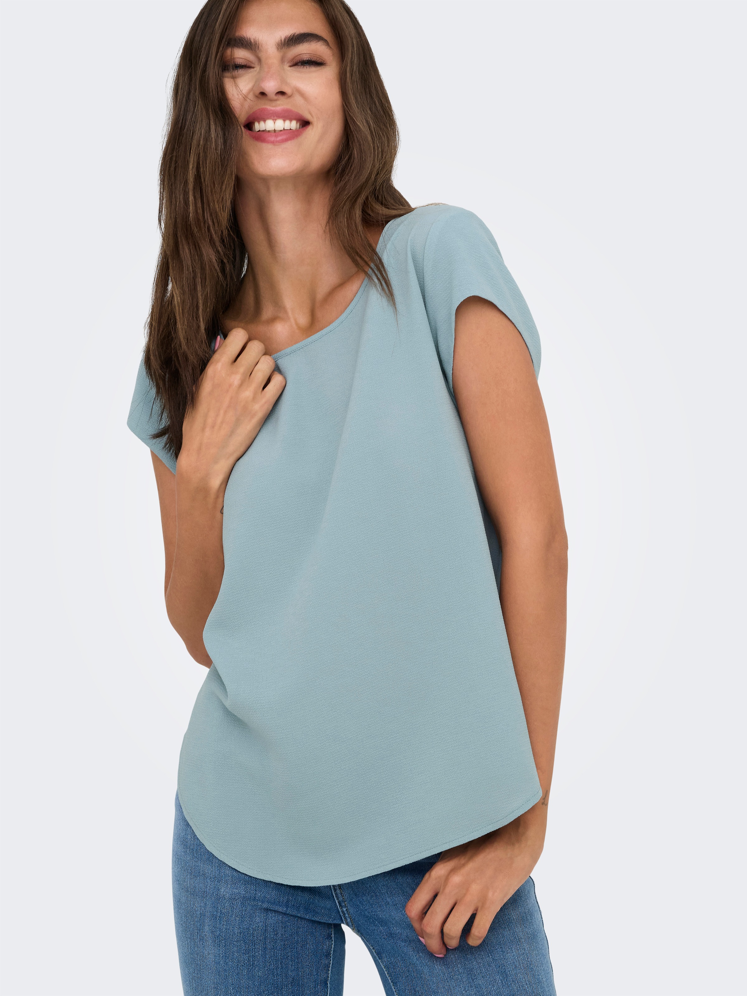 ONLY "ONLVIC – feminines Blusenshirt in lockerer Form" regular fit, Web, Ku günstig online kaufen