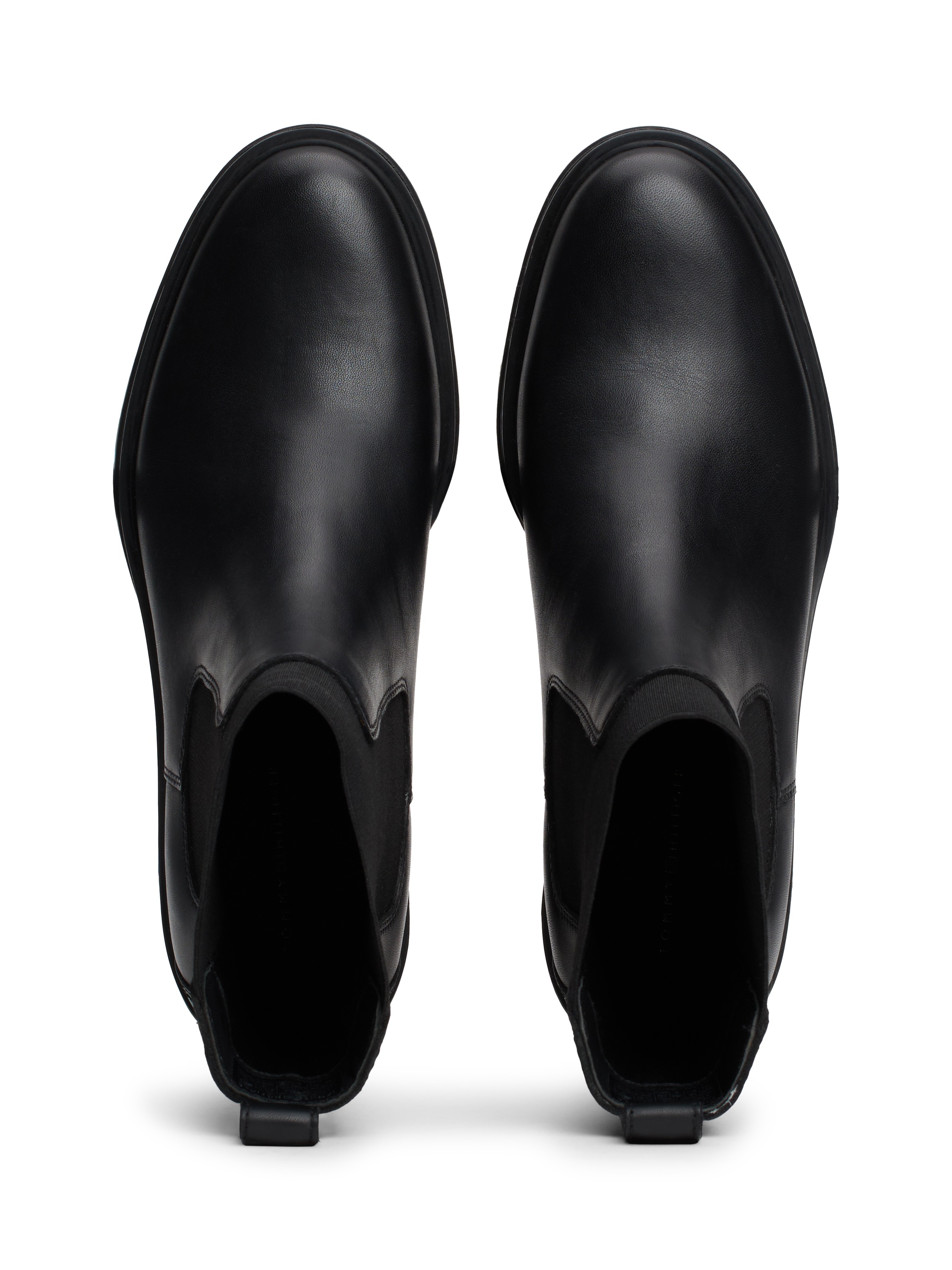Tommy Hilfiger Chelseaboots »FLAG MID HEEL LEATHER CHELSEA«, Blockabsatz, Stiefelette, Schlupfboots mit seitlicher Logoflag