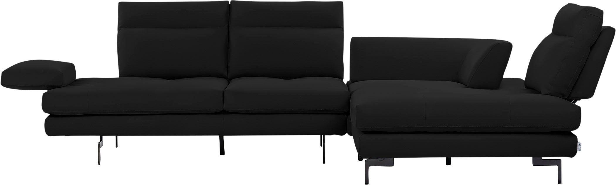 CALIA ITALIA Ecksofa »Toby Wing, Komfortsofa mit Sitzkomfort der Extraklasse, L-Form«, Sitztiefenverstellung, wahlw. mit Kissen-Set,Füße schwarz matt