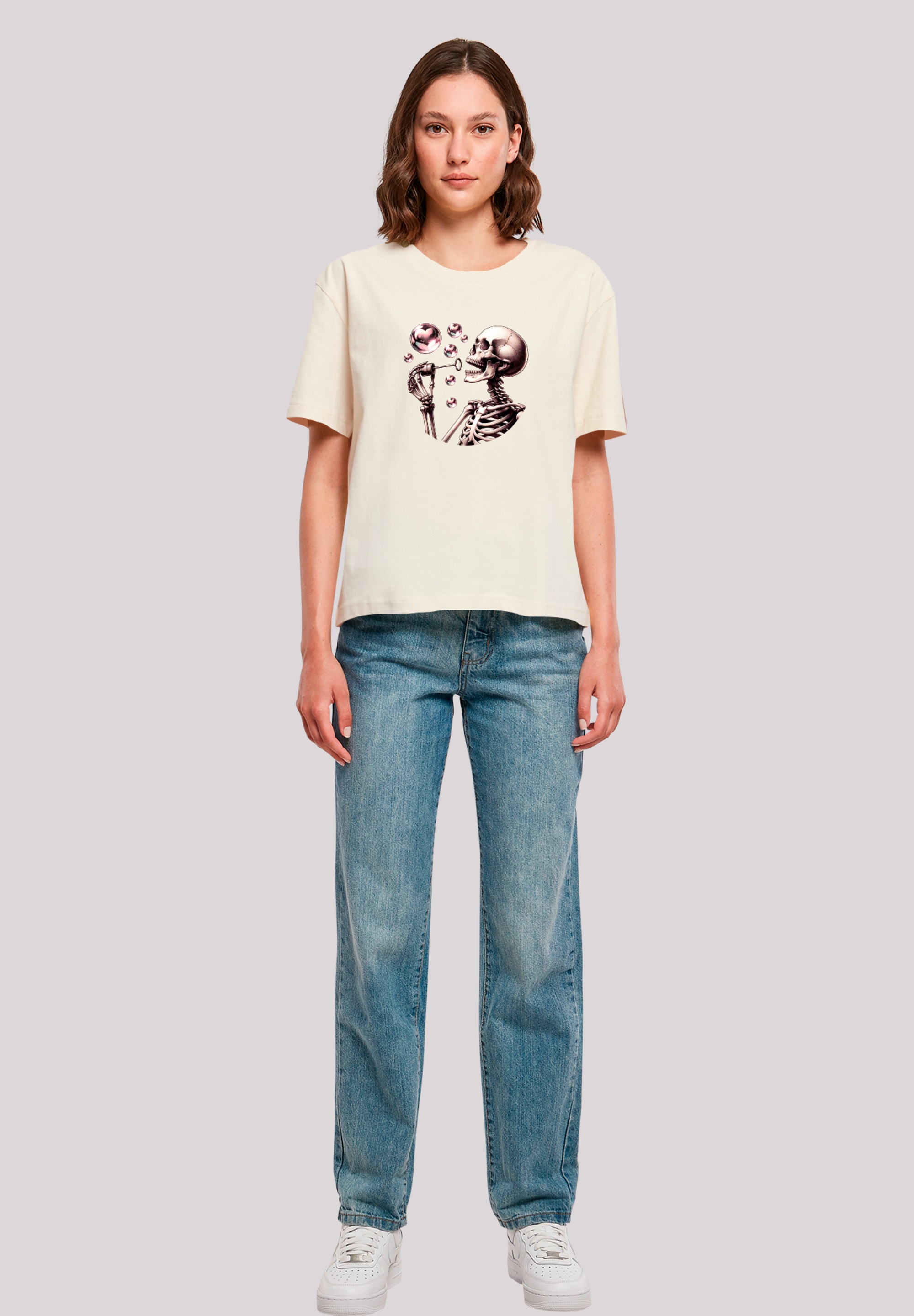 F4NT4STIC T-Shirt »Niedliches Goth Skelett Herz Seifenblasen«, Premium Qualität