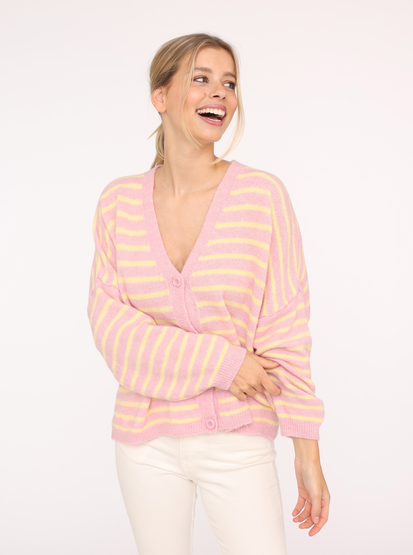 Zwillingsherz Strickjacke "Streifen" One Size, Loose-Fit, günstig online kaufen