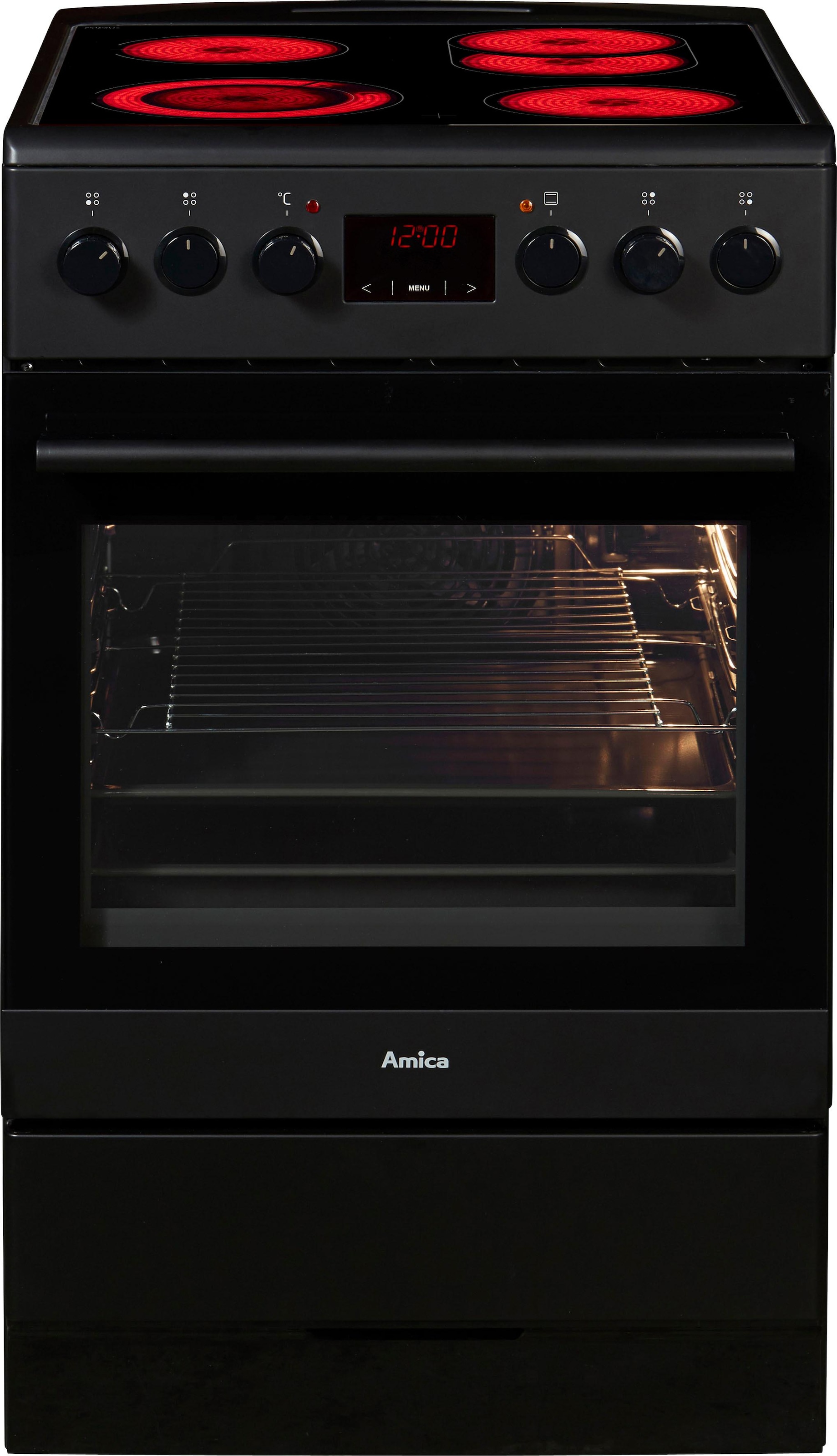 AMICA Elektro-Standherd "SHC 11503 SM", schwarz, Herdsets, Komfortables Kochen und Backen mit bequemer Handhabung