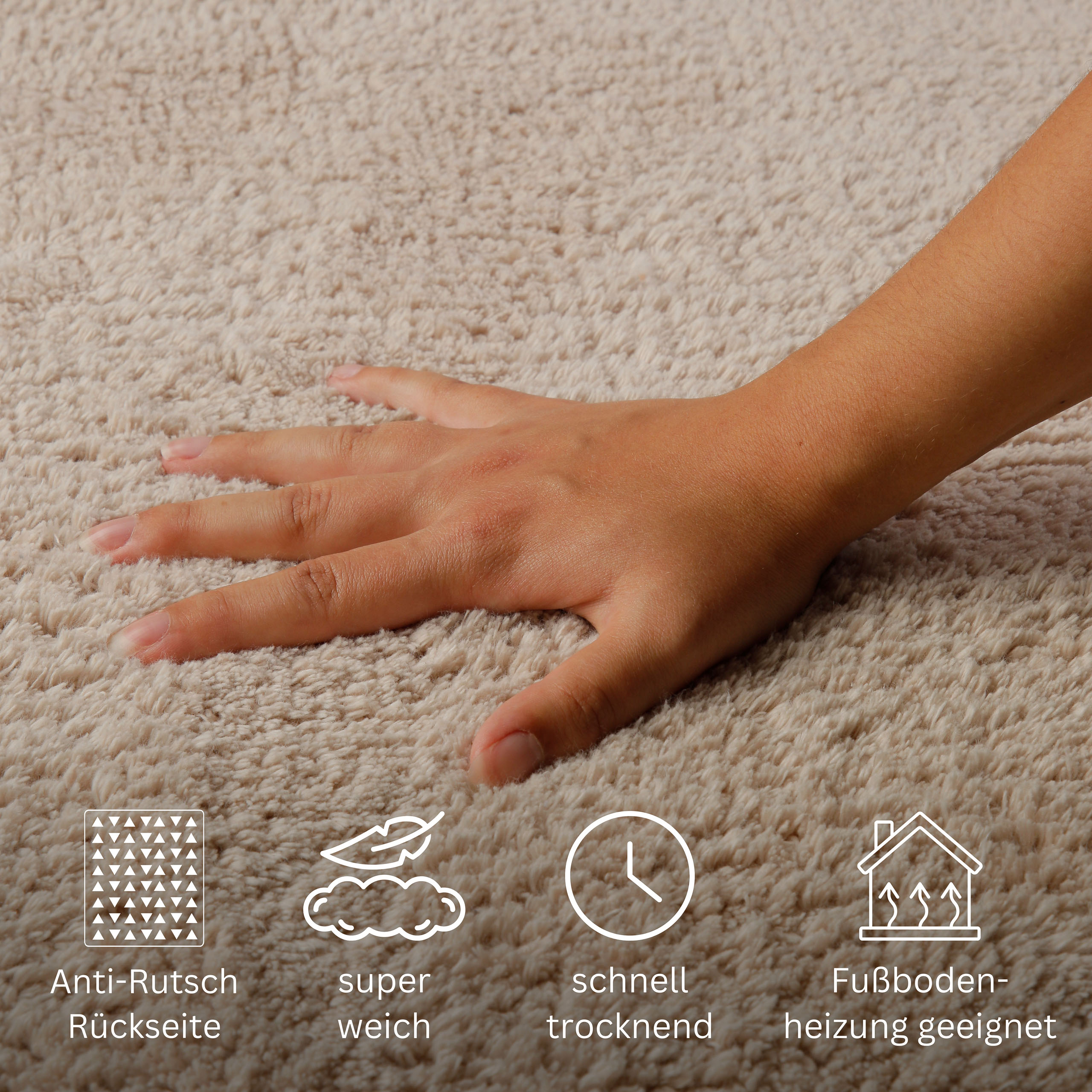 Thumbnail - OTTO home Badematte "Meellor" Höhe 20 mm Badteppich, getuftet, modern, Uni, antirutsch, flauschig, Baumwolle