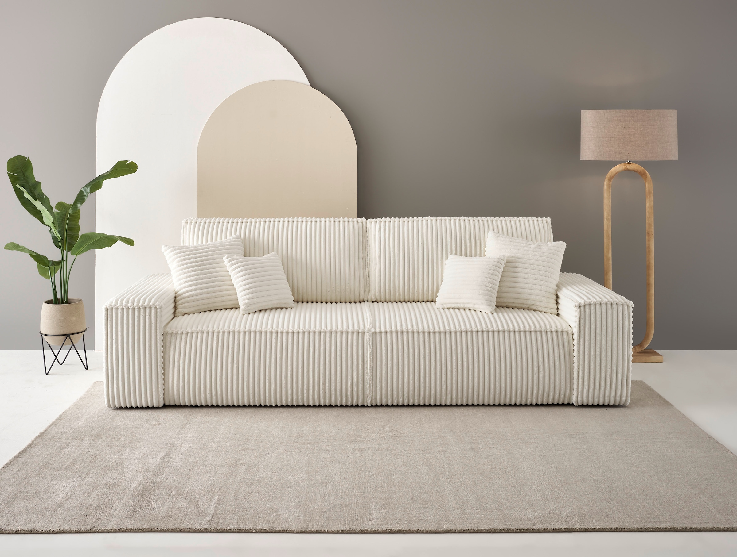 OTTO home 3-Sitzer "FINNLEY Cord, Schlafsofa 257 cm - OTTO. Verlässliche Qualität." mit Bettkasten, in Bouclé, Struktur fein und Mega Cord