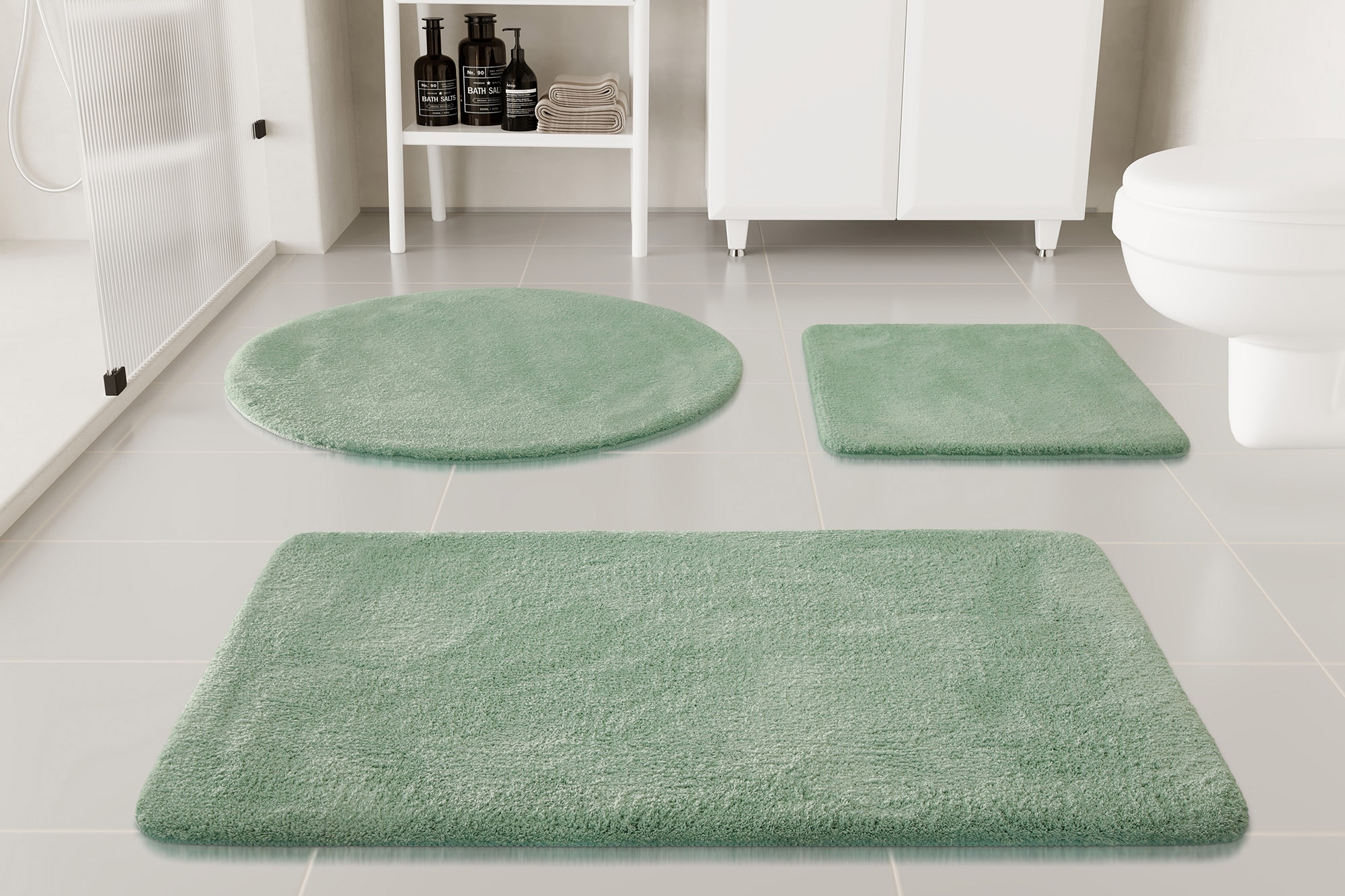 my home Badematte »Neele«, rutschhemmend beschichtet, schnell trocknend, Badteppich, getuftet, modern, Uni, antirutsch, flauschig, hochflor