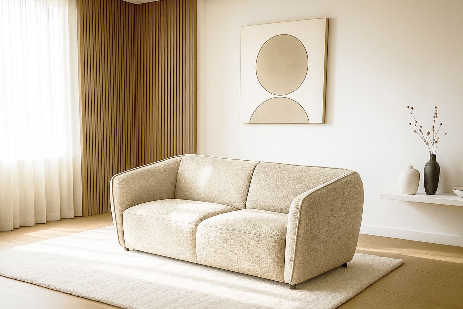OTTO home 2,5-Sitzer "OSTRUP, Naturtöne, Boucle oder Chenille" Breite 201 cm, organische Form mit sanften Rundungen