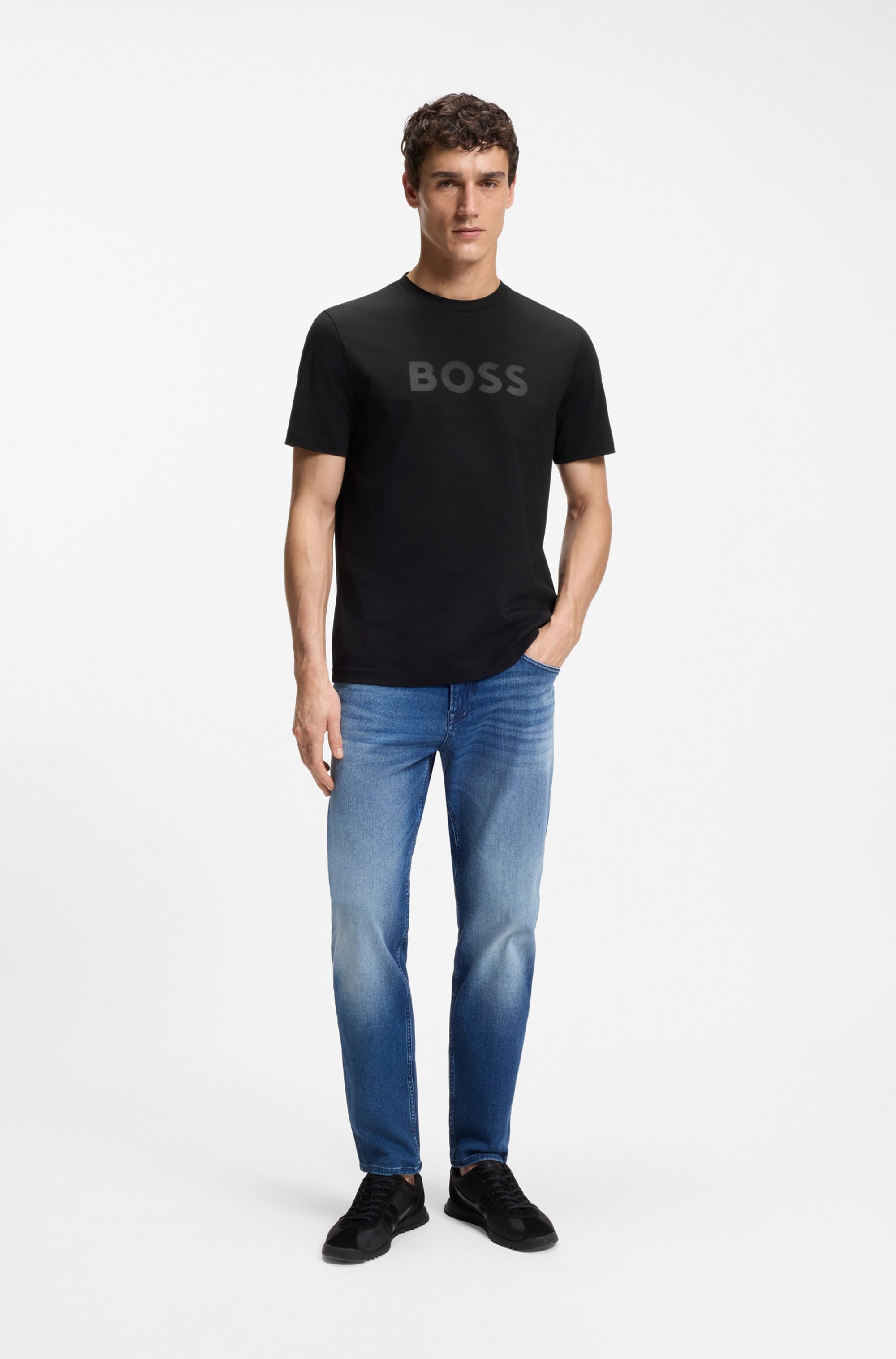 BOSS ORANGE T-Shirt Rundhalsausschnitt, Regular Fit, großer Logodruck