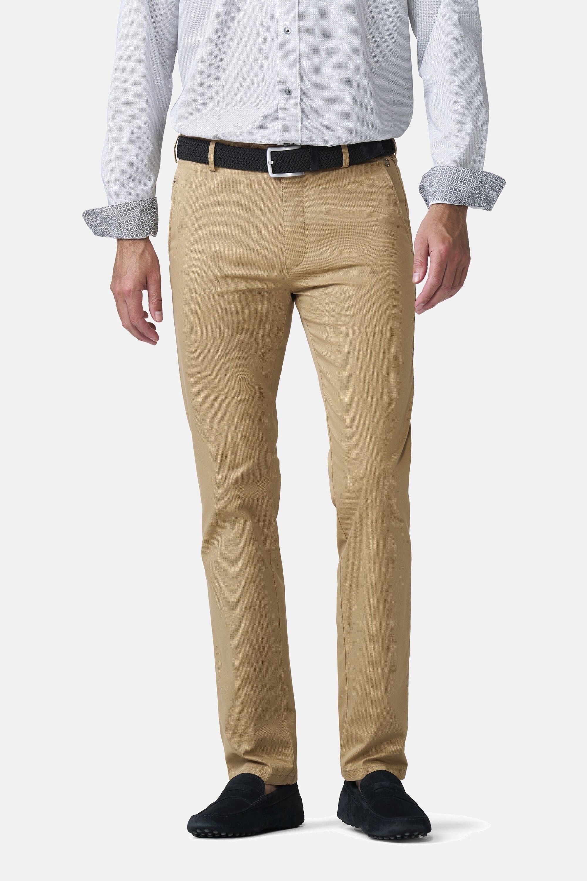 Chinos MEYER "Bonn 1-5075", Herren, Gr. 27, Normalgrößen, kamel, 96% Baumwolle, 4% Elasthan, unifarben, regular fit lang, Hosen, Modern-GOTS-zertifiziert