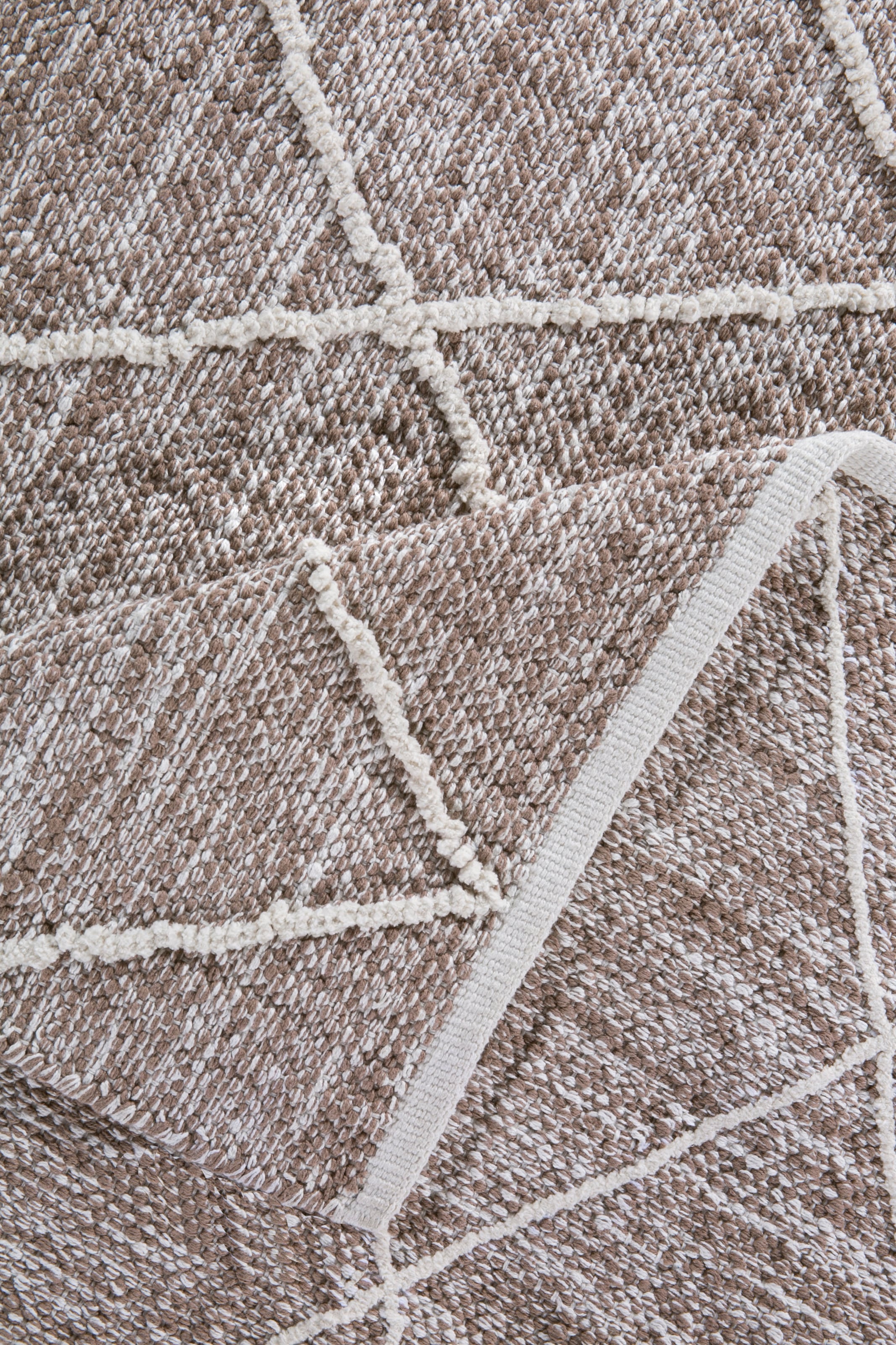 my home Teppich »Pamplona«, rechteckig, Handweb-Teppich, Rauten-Motiv, handgewebt, reine Baumwolle