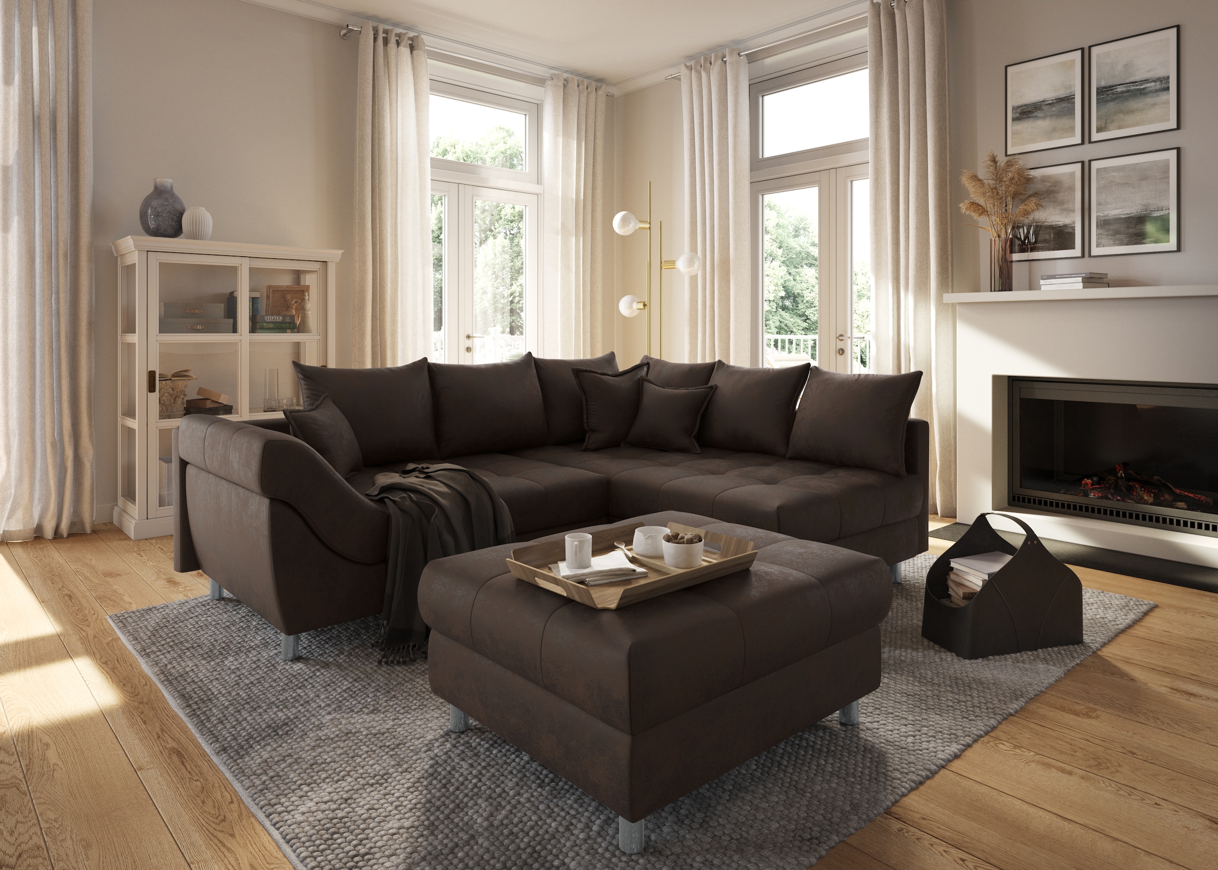 COLLECTION AB Ecksofa "Innsbruck L-Form, B: 247 cm" 3 Zierkissen, Federkern
