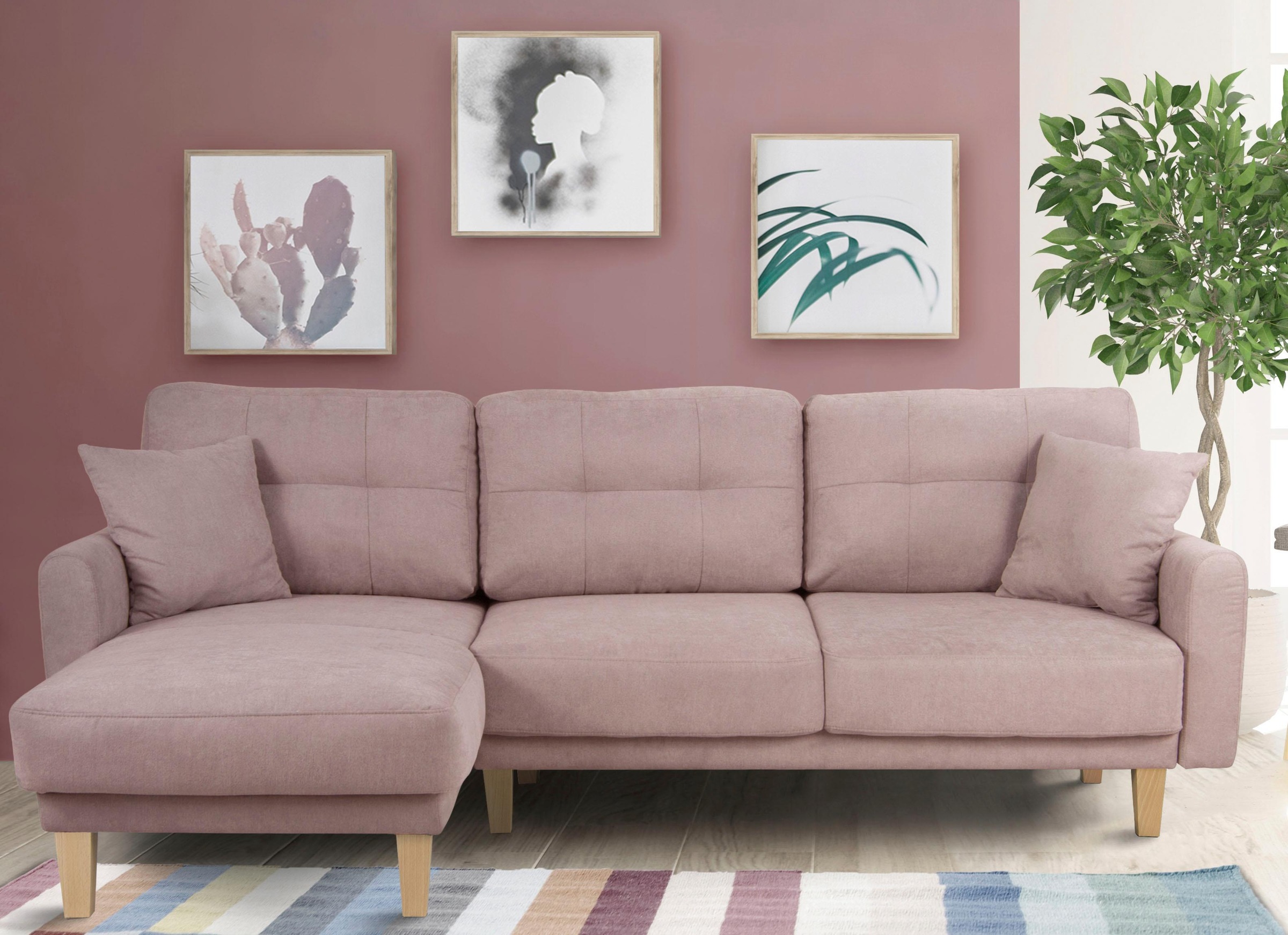 Home affaire Ecksofa "Triplo, Zierkissen, Schlaffunktion, B/T/H: 234/164/89 günstig online kaufen