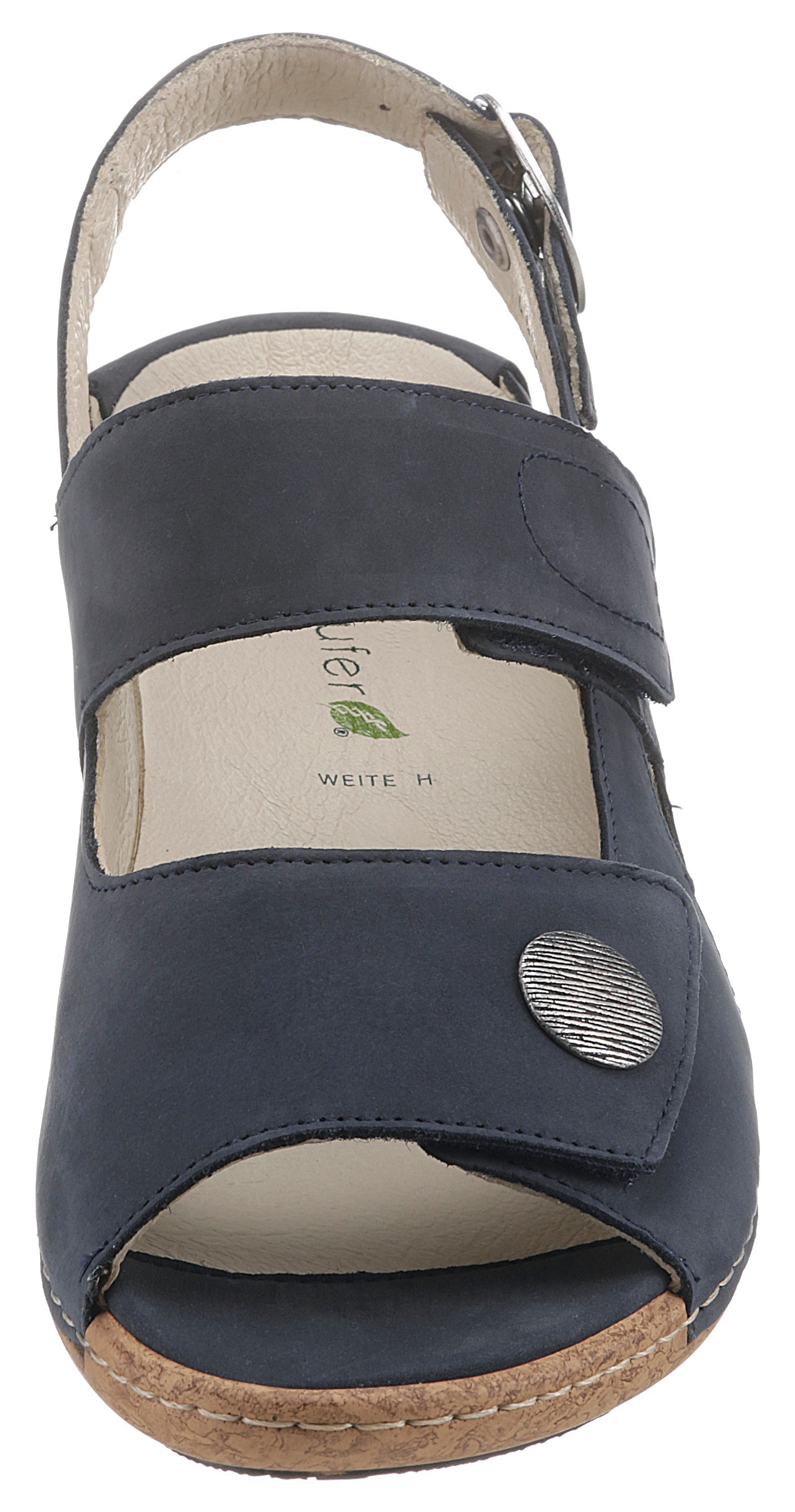Riemchensandale WALDLÄUFER "HELIETT", Damen, Gr. 5 (38), blau (dunkelblau), Nubukleder, Schuhe Riemchensandale, Sommerschuh, Sandalette, Keilabsatz, mit Wechselfußbett, H-Weite 3