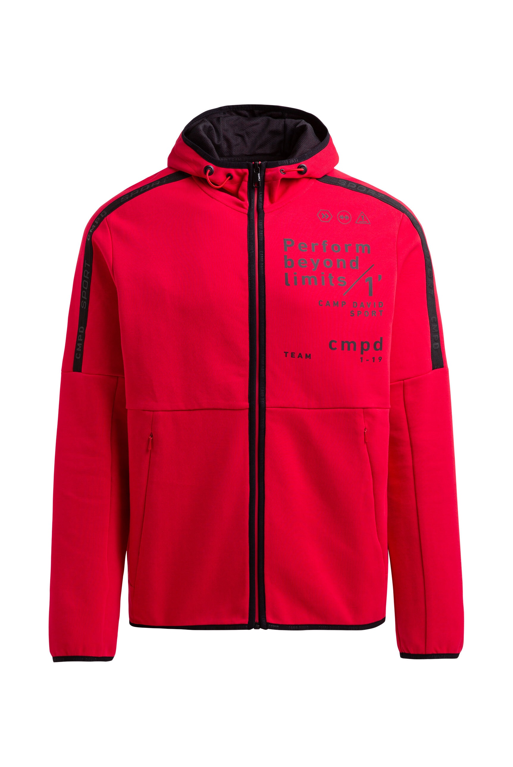 CAMP DAVID Kapuzensweatjacke mit elastischen Saumabschlüssen