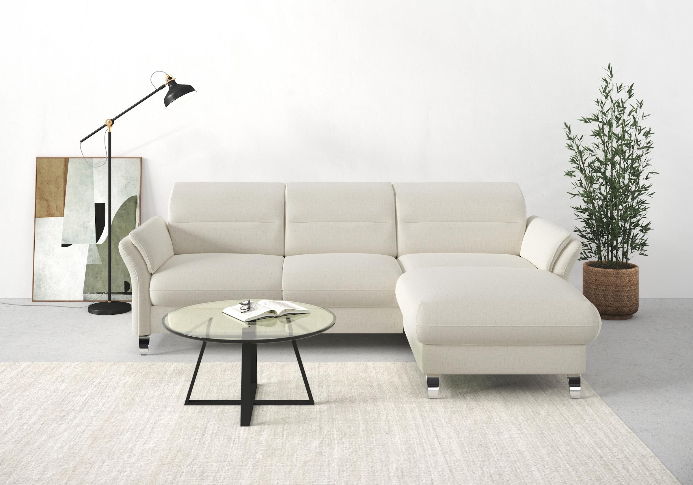 sit&more Ecksofa »Grenoble L-Form mit Federkern«, wahlweise mit Bettfunktion, Bettkasten, Arm- und Kopfteilverstellung