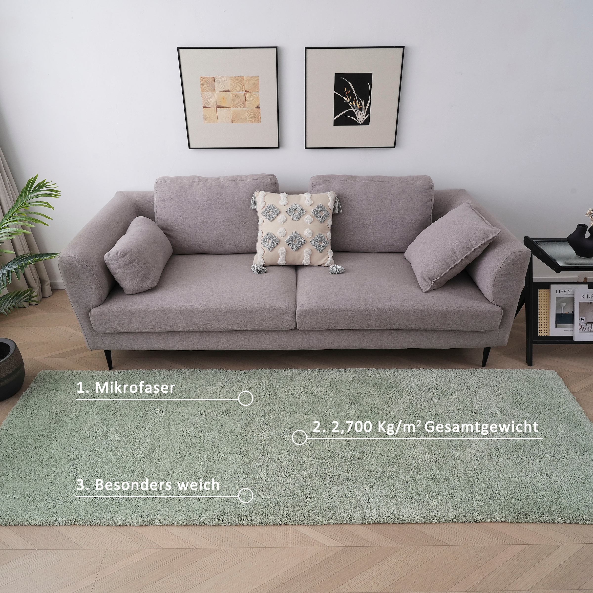 my home Hochflor-Läufer »Microfaser Teppich Magong, besonders weich, sehr feiner Flor«, rechteckig, 25 mm Höhe, uni Teppiche, Wohnzimmer, Schlafzimmer, Kinderzimmer, Flur, Brücke